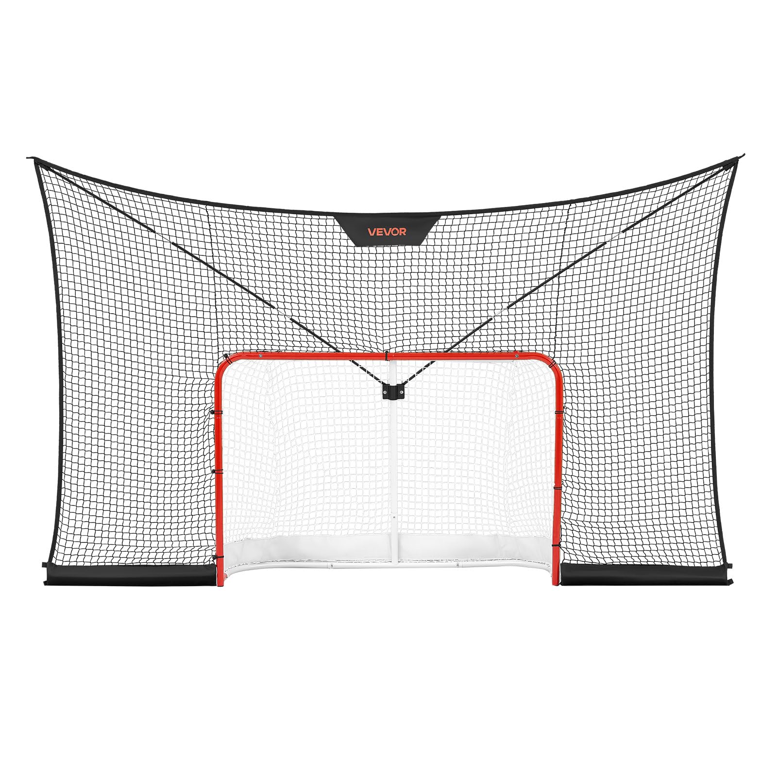 VEVOR Set di Attrezzatura Porta con Rete di Hockey 366 x 213 cm Portatile, Attrezzatura Bersaglio di Porta per Allenamento Hockey Eventi Sportivi Aste di Supporto in Fibra di Vetro, Rete Bersaglio