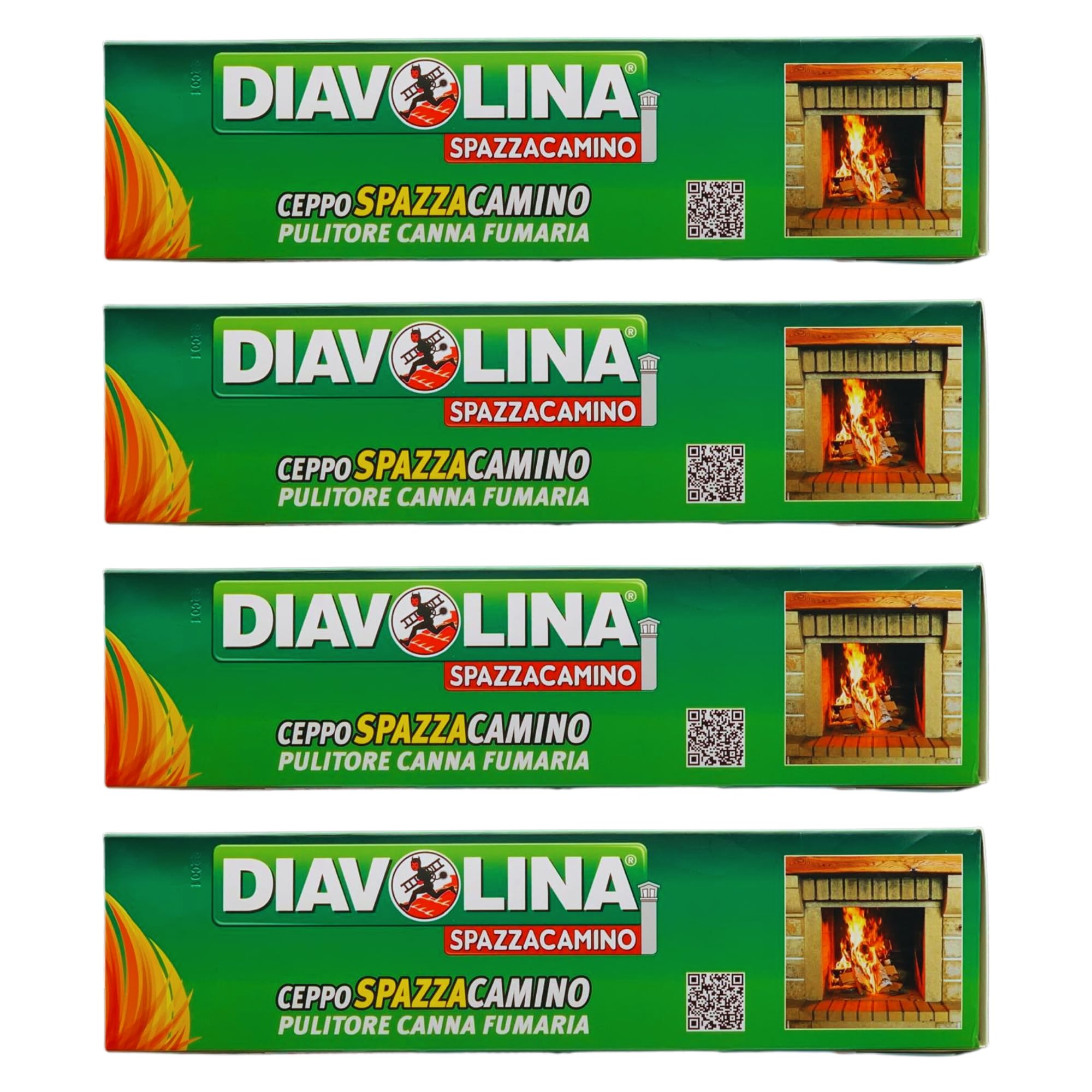 FEI FAN Ceppo SPAZZACAMINO, PULITORE Canna FUMARIA, DISTRUGGE LA FULIGGINE, PREVIENE Gli INCENDI, Sicuro per Tutti I Tipi di CAMINI E STUFE. (4 unità)