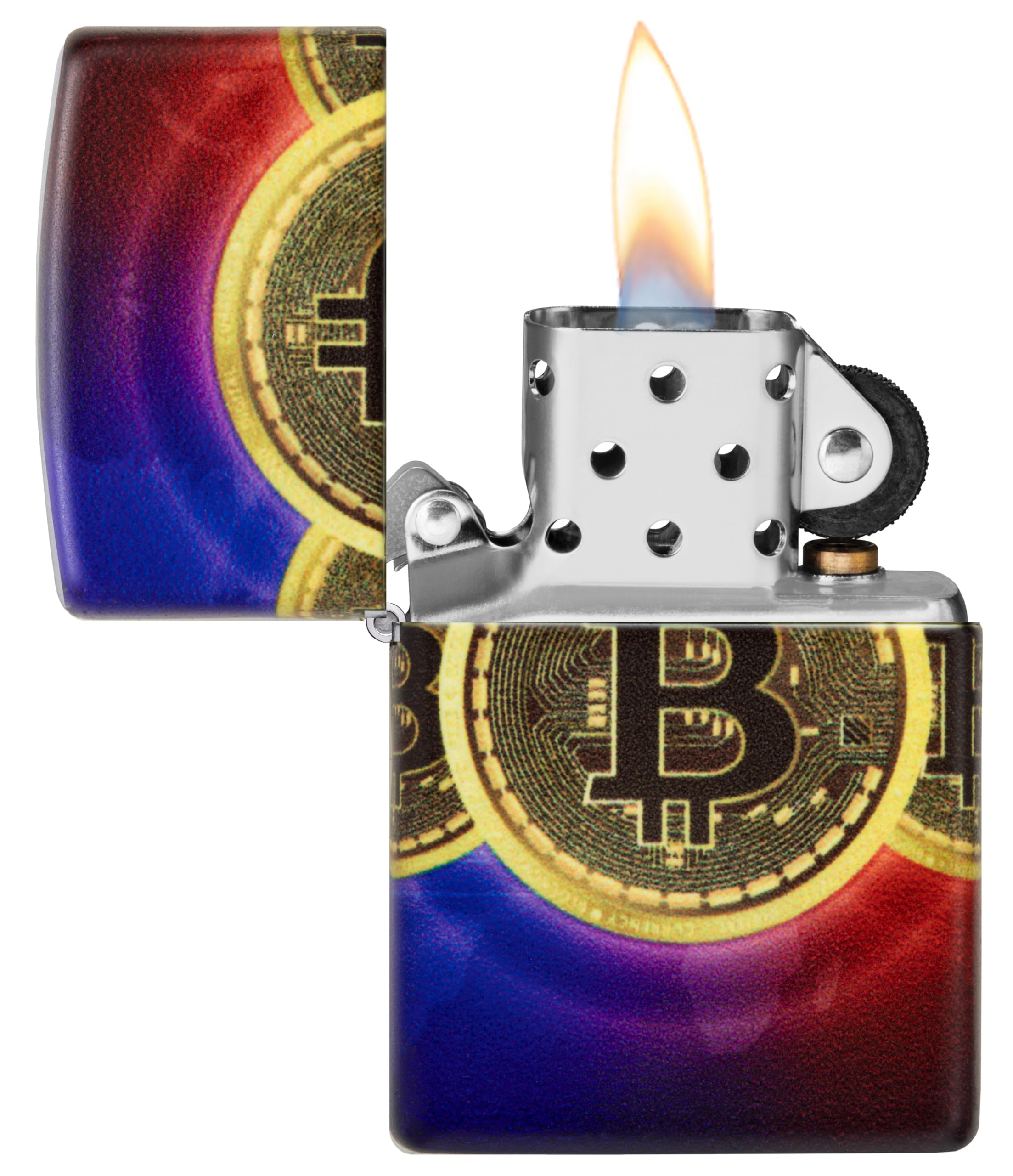 Zippo Briquet Tempête - Modèle Bitcoin - 540 Color Impression en Multicolore - Rechargeable - Réutilisable - Design Coupe-Vent - Coffret Cadeau - Fabriqué aux États-Unis