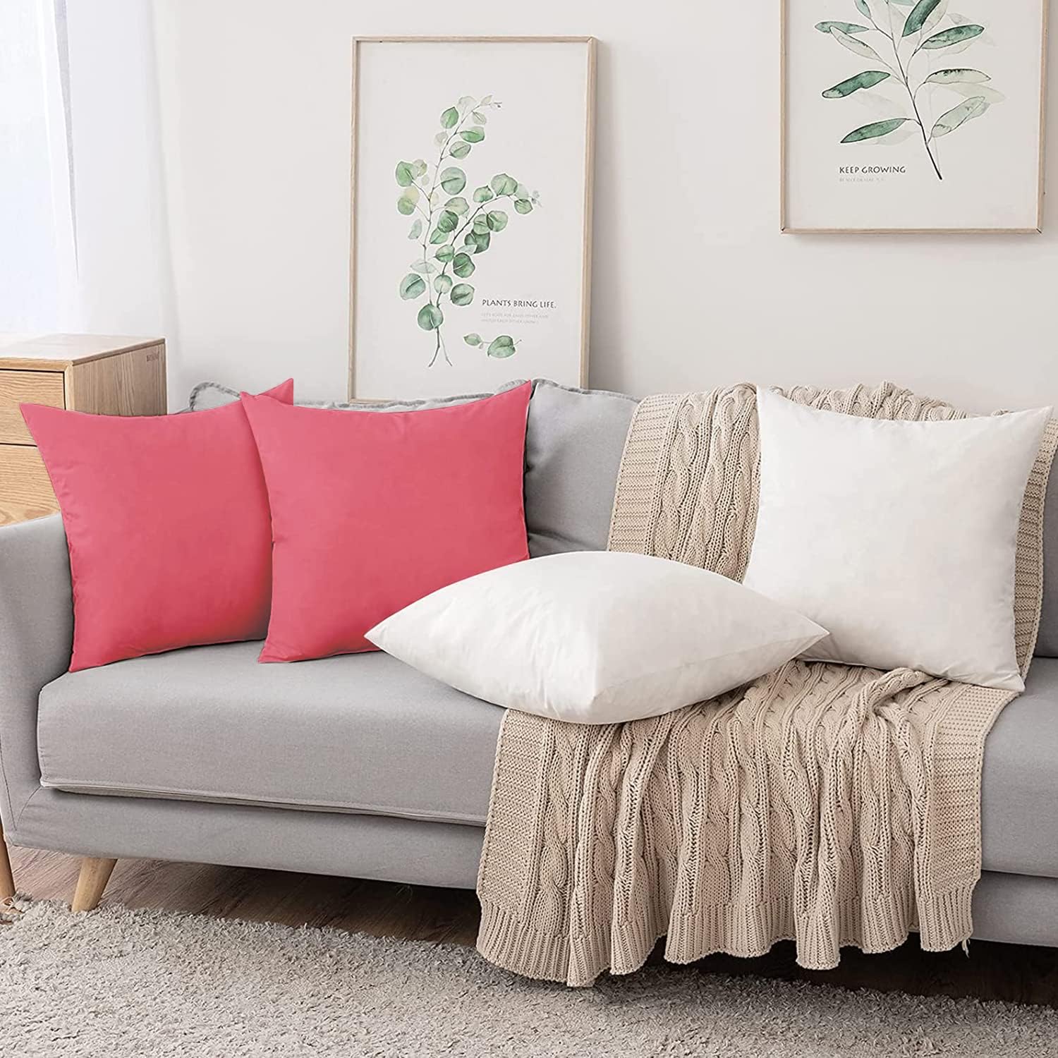 Sleepsia 18 x 18 Throw Pillow Inserts (Set of 2) with 2