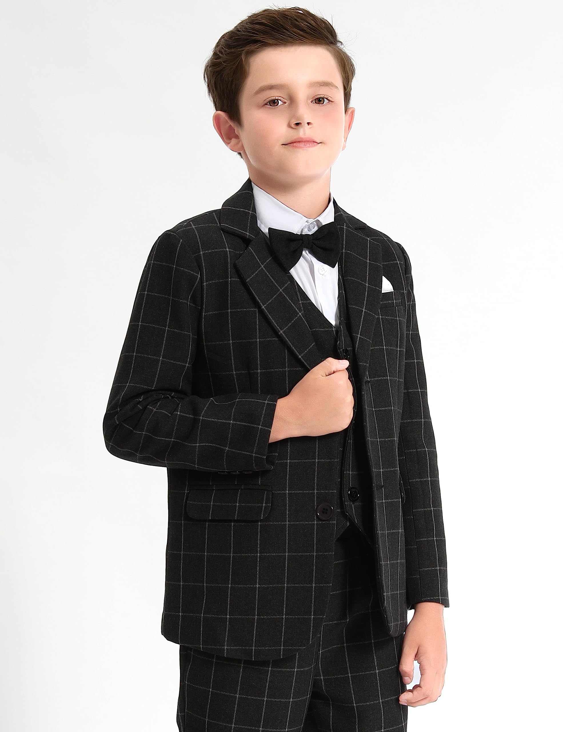 mintgreen Completi per Cerimonia per Bambini, Completo Elegante Battesimo Ragazz Giubbotto Completo+Gilet+Pantaloni, 5-12 Anni