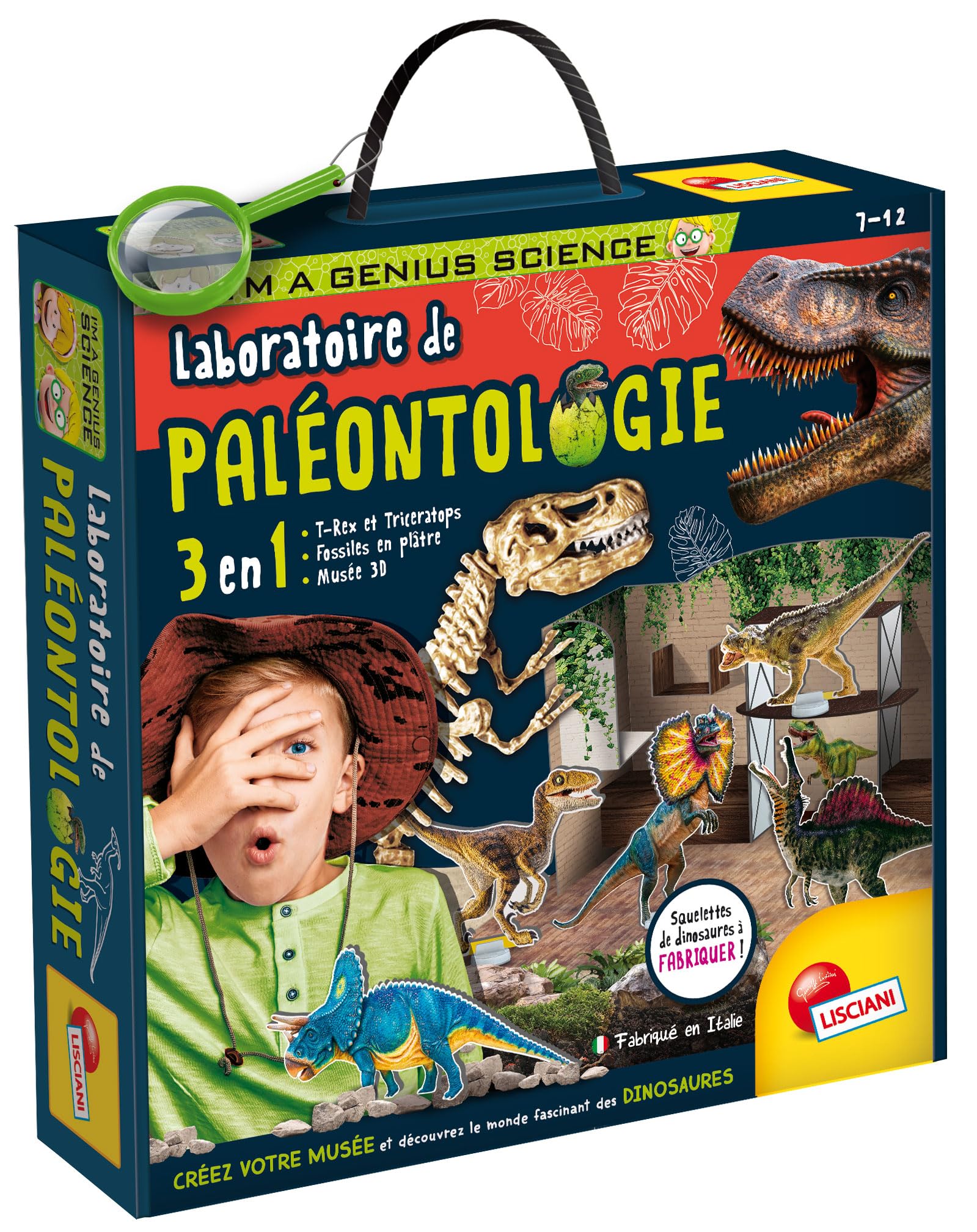 Lisciani - I'm a Genius Science - Paleontology Laboratory - Science and Learning Set - Dinosaurs - Skeletons to Recover - for Children from 7 to 12 Years