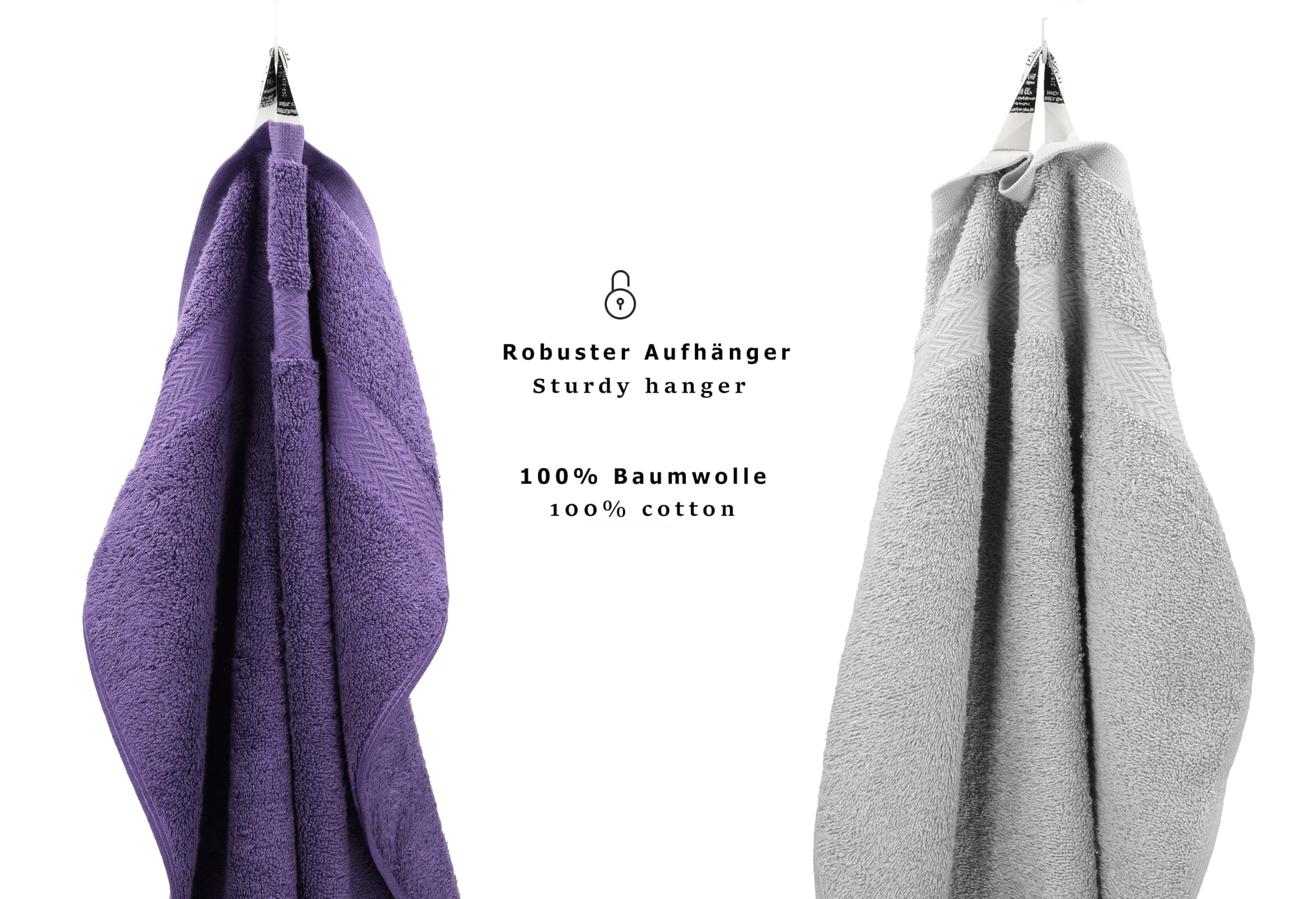 Betz Set di 10 asciugamani Classic 2 lavette 2 asciugamani per ospiti 4 asciugamani 2 asciugamani da doccia 100% cotone colore lilla e grigio argento