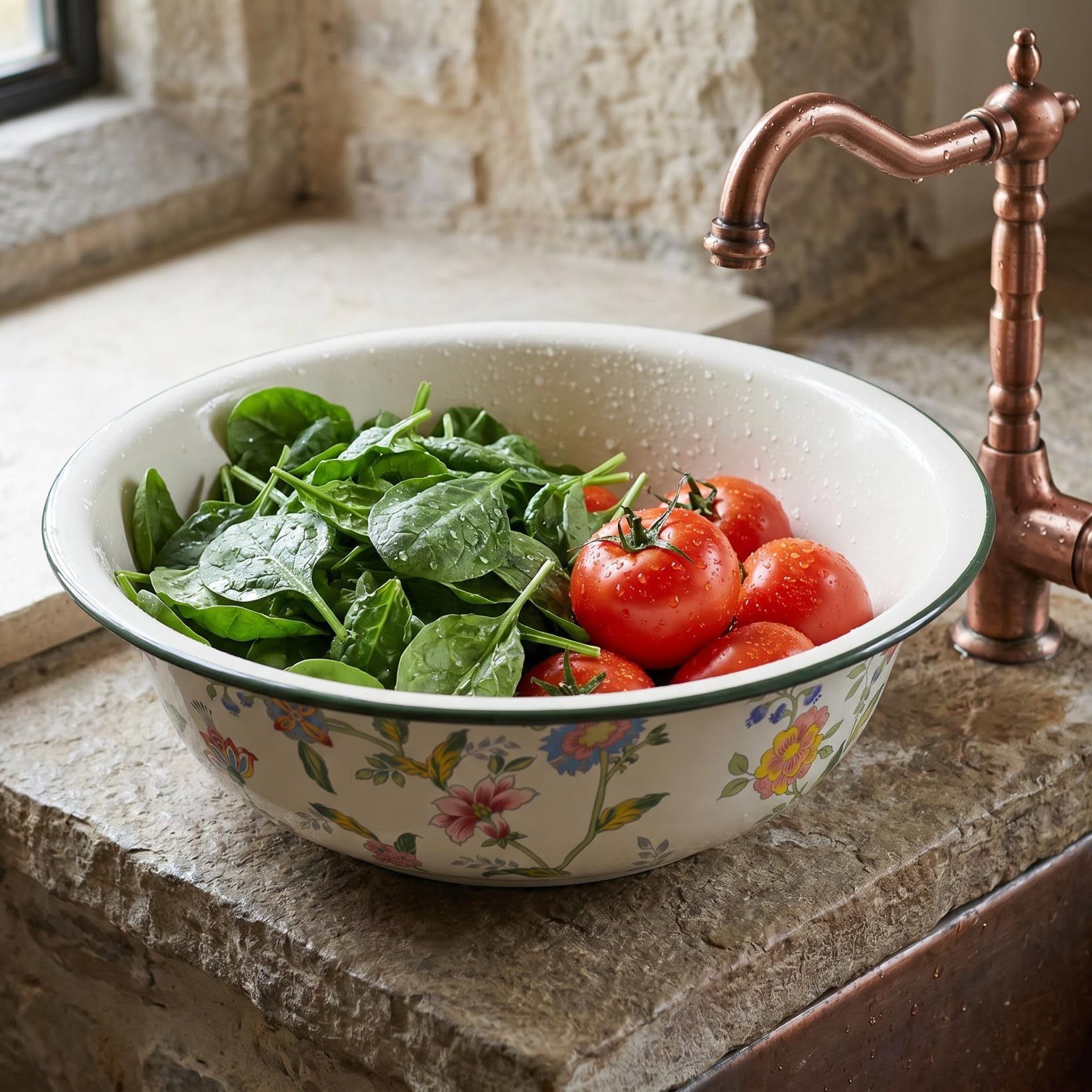 MAGICLULU Bol Émaillé Épais pour Cuisine Grand Bassin Multifonction Chaleur Facile à Nettoyer pour Pétrir Laver Légumes et Préparation Alimentaire Quotidienne