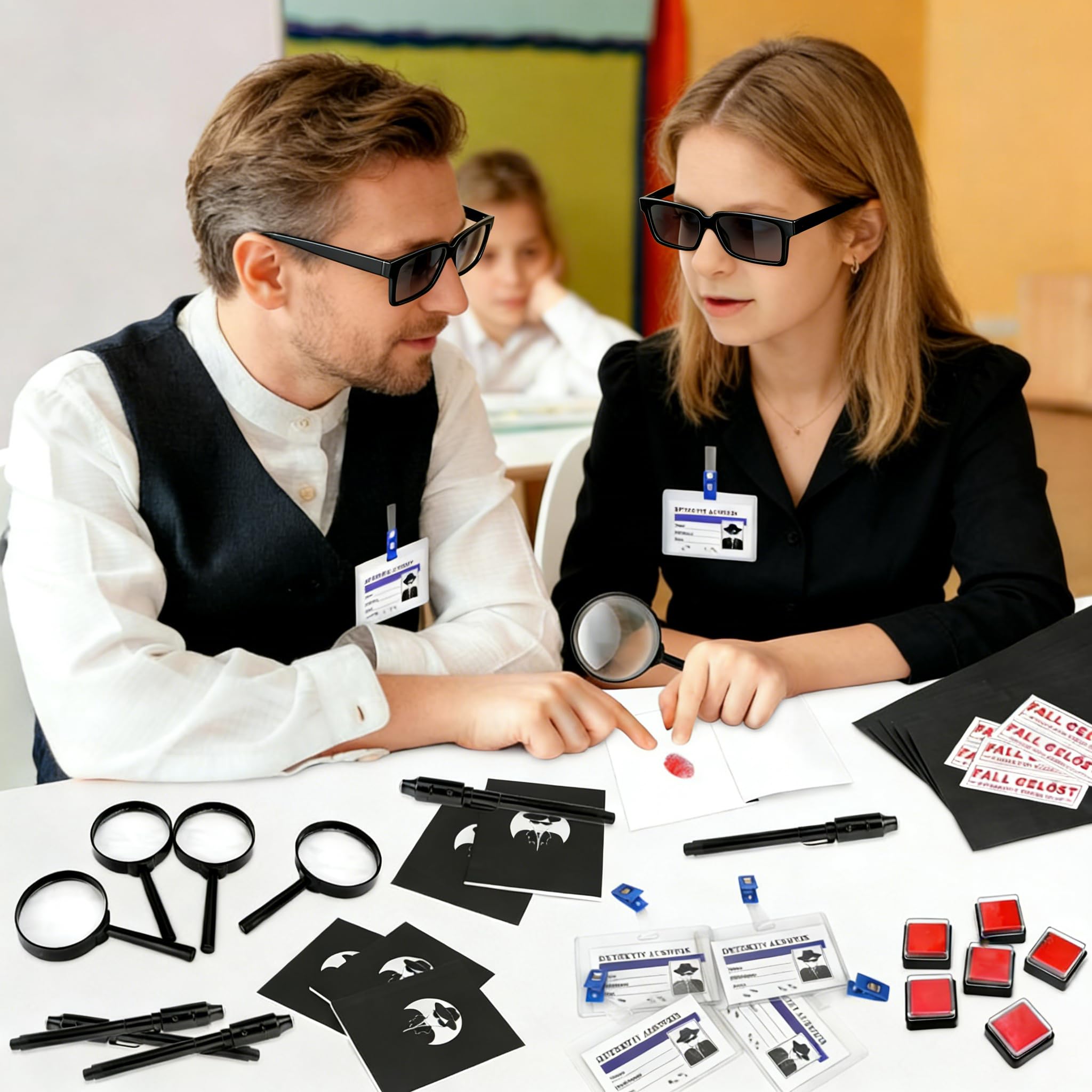 SelfTek 48 PCS Détective Pinata Anniversaire, Kit Espion Enfant avec Lunettes D'agent, Stylo Secret, Carnet De Notes, Loupe, Carte De Détection, Cadeaux De Jeu De Détective