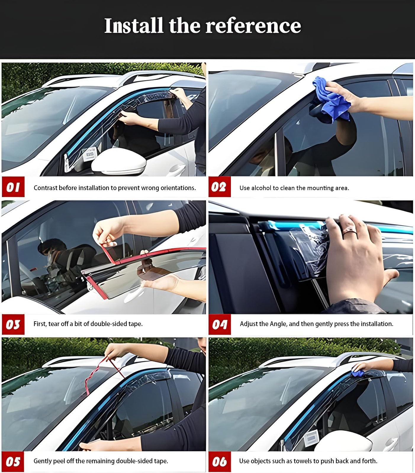 Deflettori del Vento dell'auto per Jeep Compass 2007-2010 - Parasole/parapioggia/paravento/deflettore del Vento atmosferico delle Porte