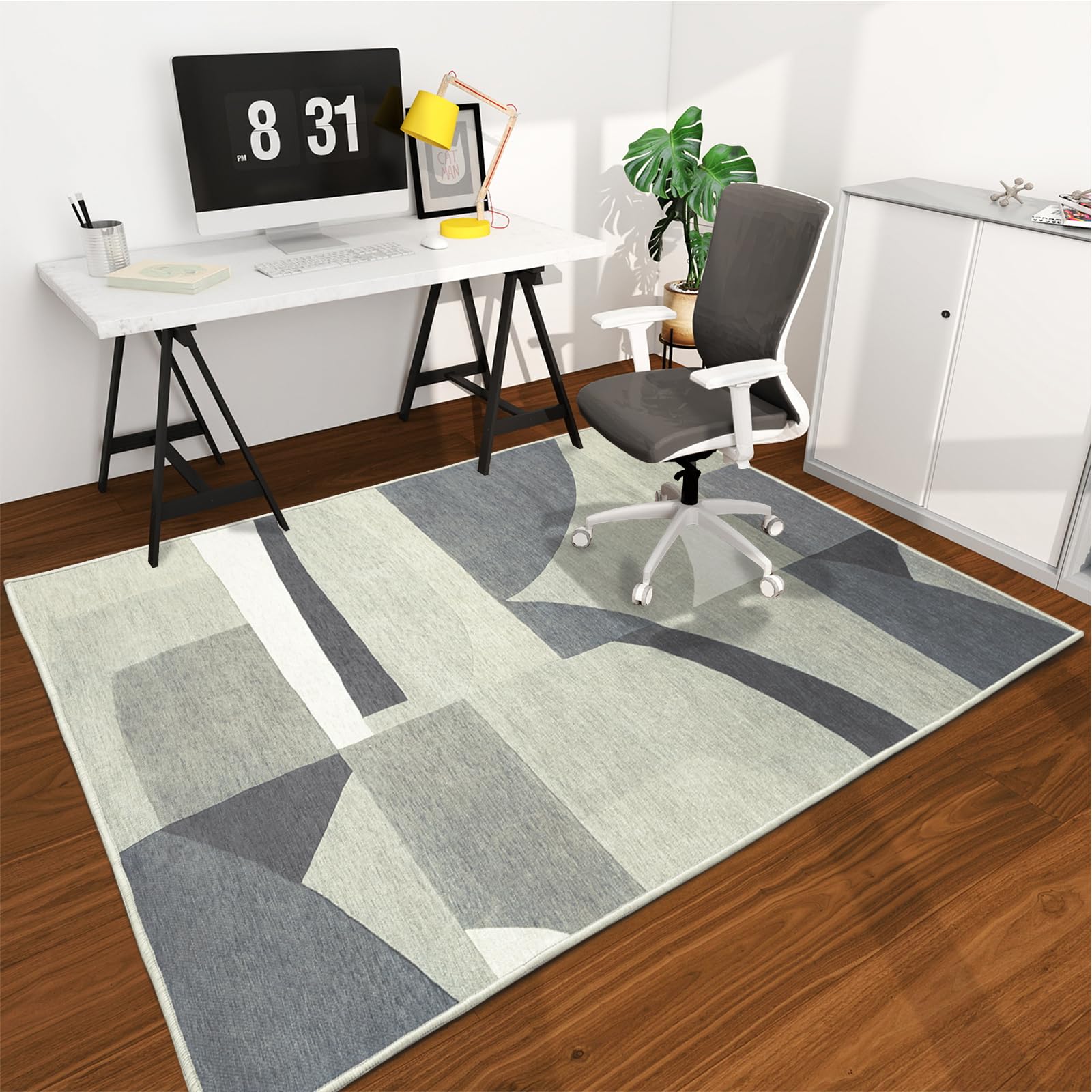 Office Chair Mat for Hardwood Floor, 72"x48" Easy Glide Computer Desk Mat Protector for Rolling Chair Under Desk Rug Nonslip Backing, Machine Wash, (Modern)