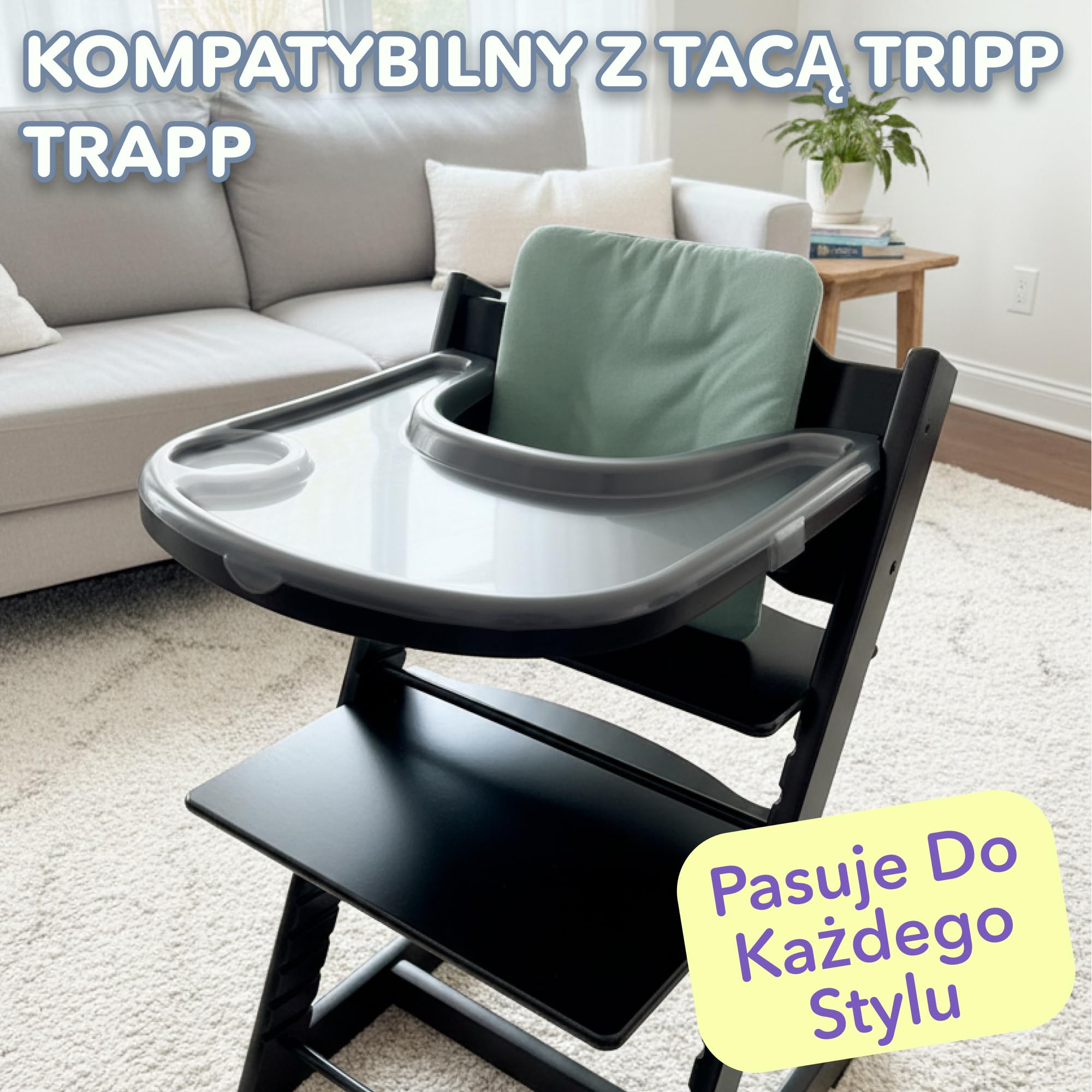 Osłona na Tacę do Krzesełka do Karmienia – Kompatybilna z Stokke Tripp Trapp – Przezroczysta | Bez BPA, zatrzaskowa, mocne przyleganie i łatwa do czyszczenia