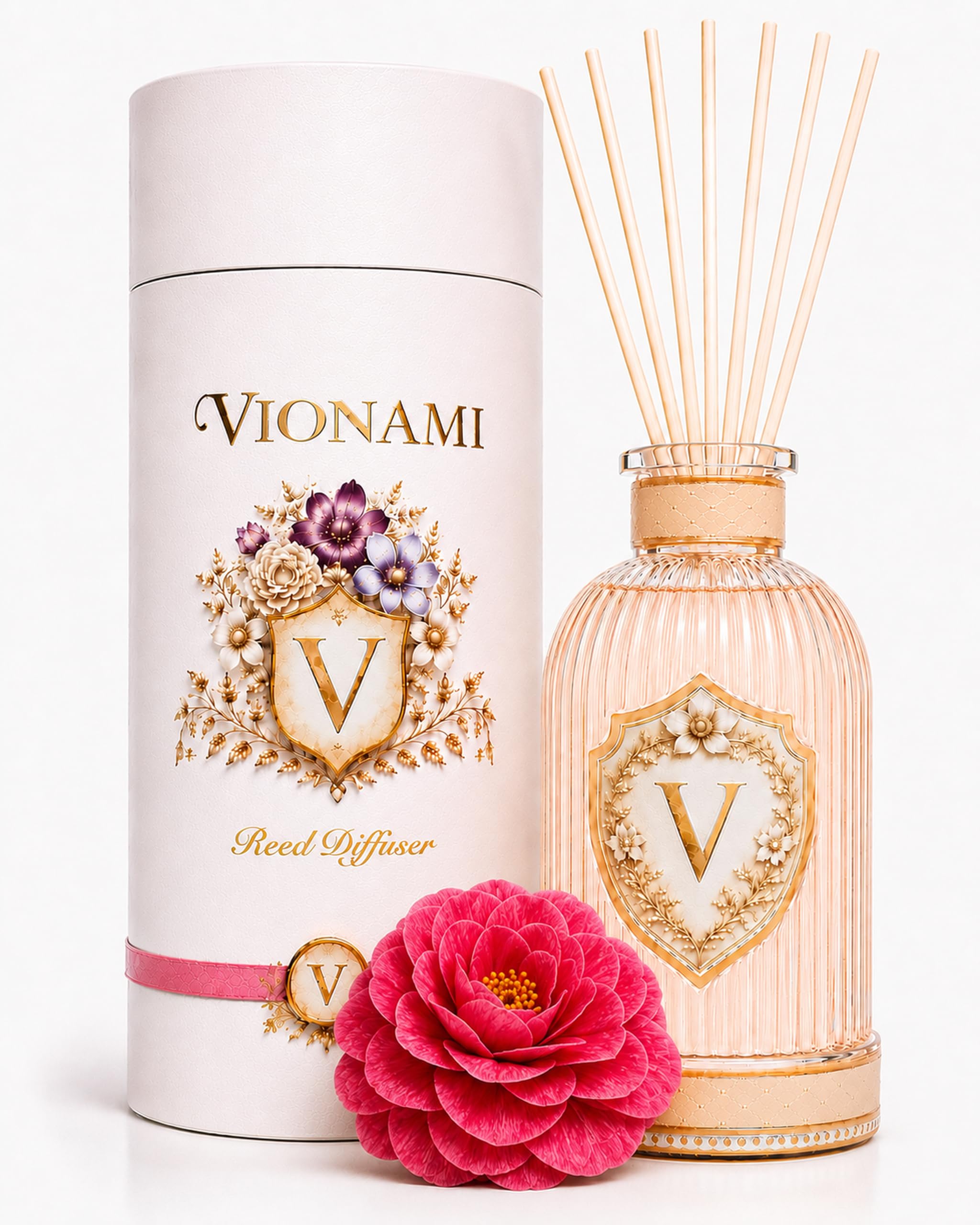 Vionami Middlemist Red Rare Flower Luxury Reed Diffuser for Home Gifts