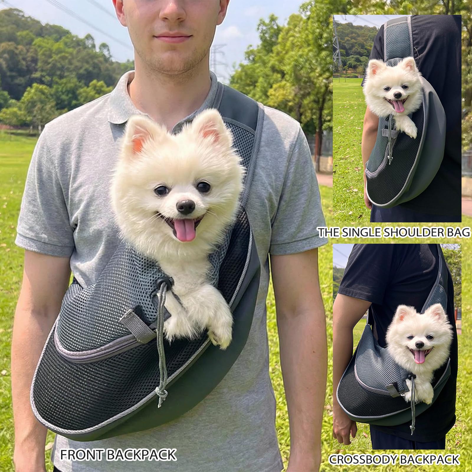 Borsa da Viaggio per Cani, Regolabile Borsa Animali Domestici, Trasportino da Passeggio, Borsas Porta Cane, Marsupio per Cani, per Viaggio Passeggiata（Nero）