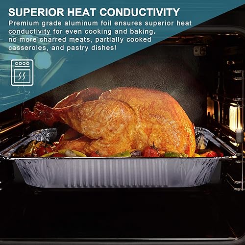 Miniatura 4 de XIAFEI Sartenes de papel de aluminio de 9 x 13 pulgadas (paquete de 10), sartenes desechables de papel de aluminio profundo de tamaño medio,