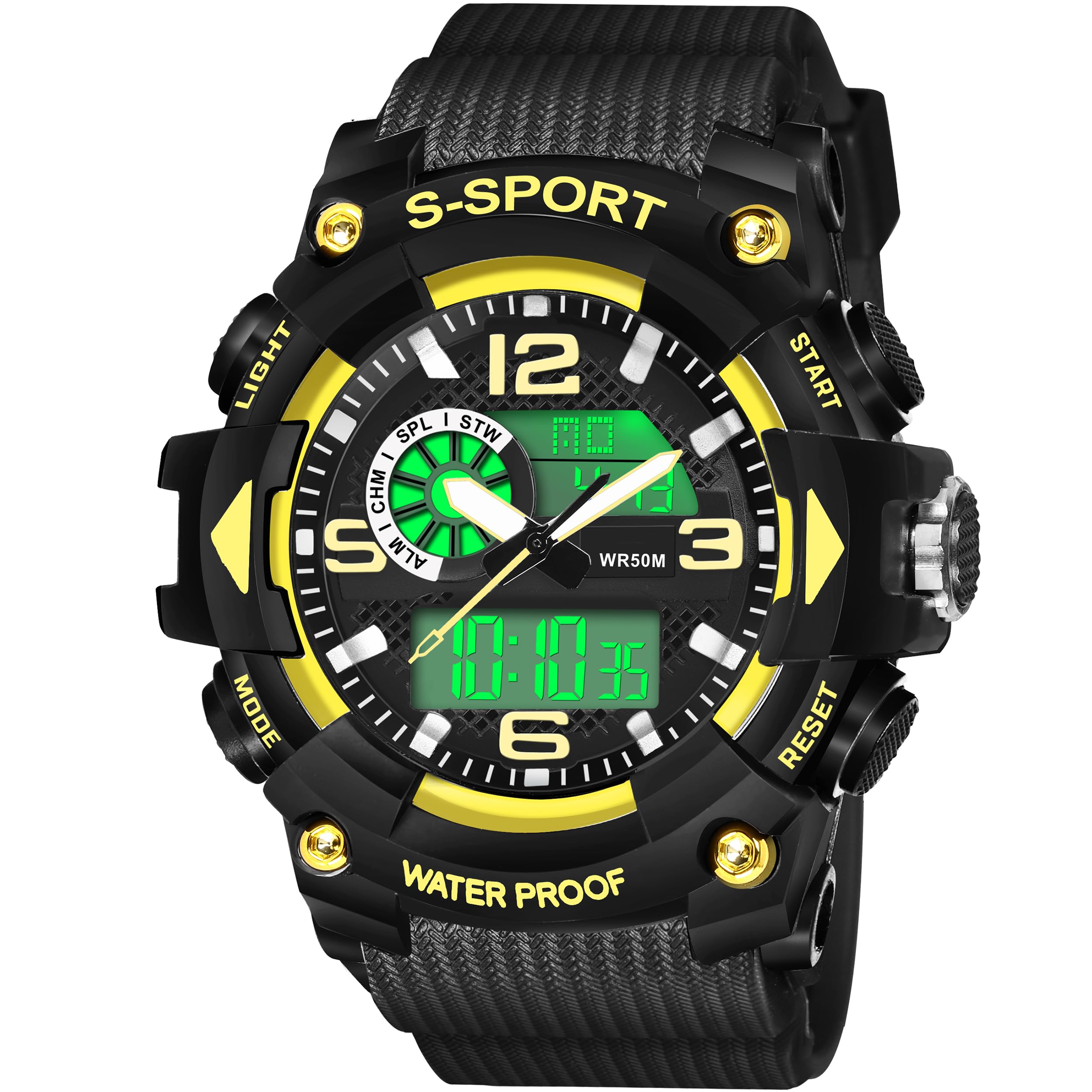Eagle fly Watches for Men, Waterproof Analog Digital Sport Watches Multifunctional LED Backlight, Alarm Stopwatch Calendar (Gold) (B0D6Z48BQX) Amazon Price History, Amazon Price Tracker
