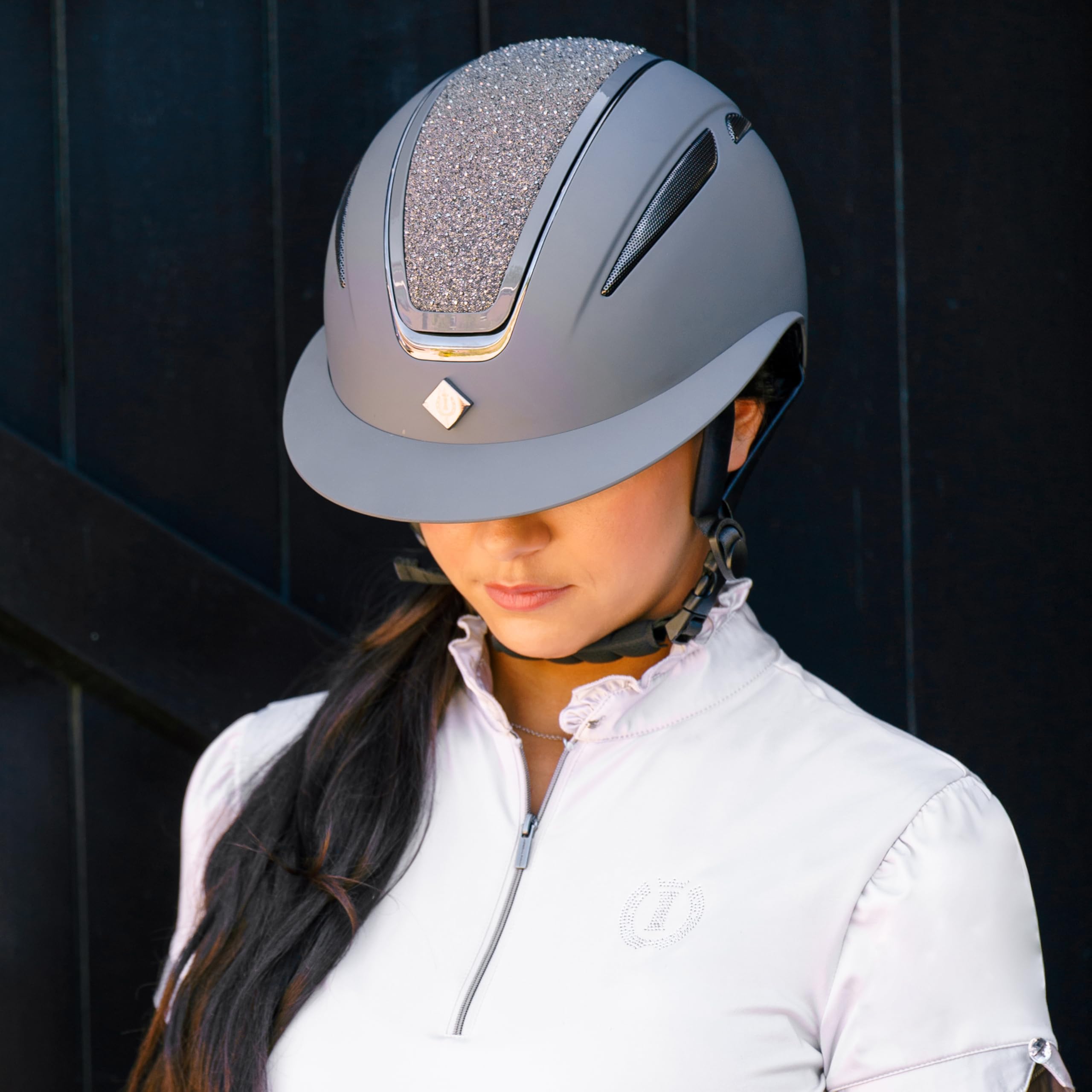Imperial Riding IRHOlania Deluxe Big Visor - Casco de equitación Unisex para Adultos, Color Gris, Talla M