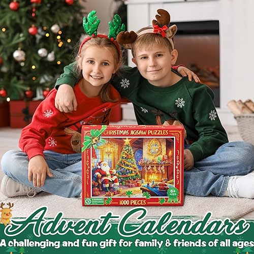Miniatura 7 de Partylamb Calendario de Adviento 2023-1000 piezas de rompecabezas de Navidad para niños, adultos y adolescentes, calendarios de cuenta regresiva de
