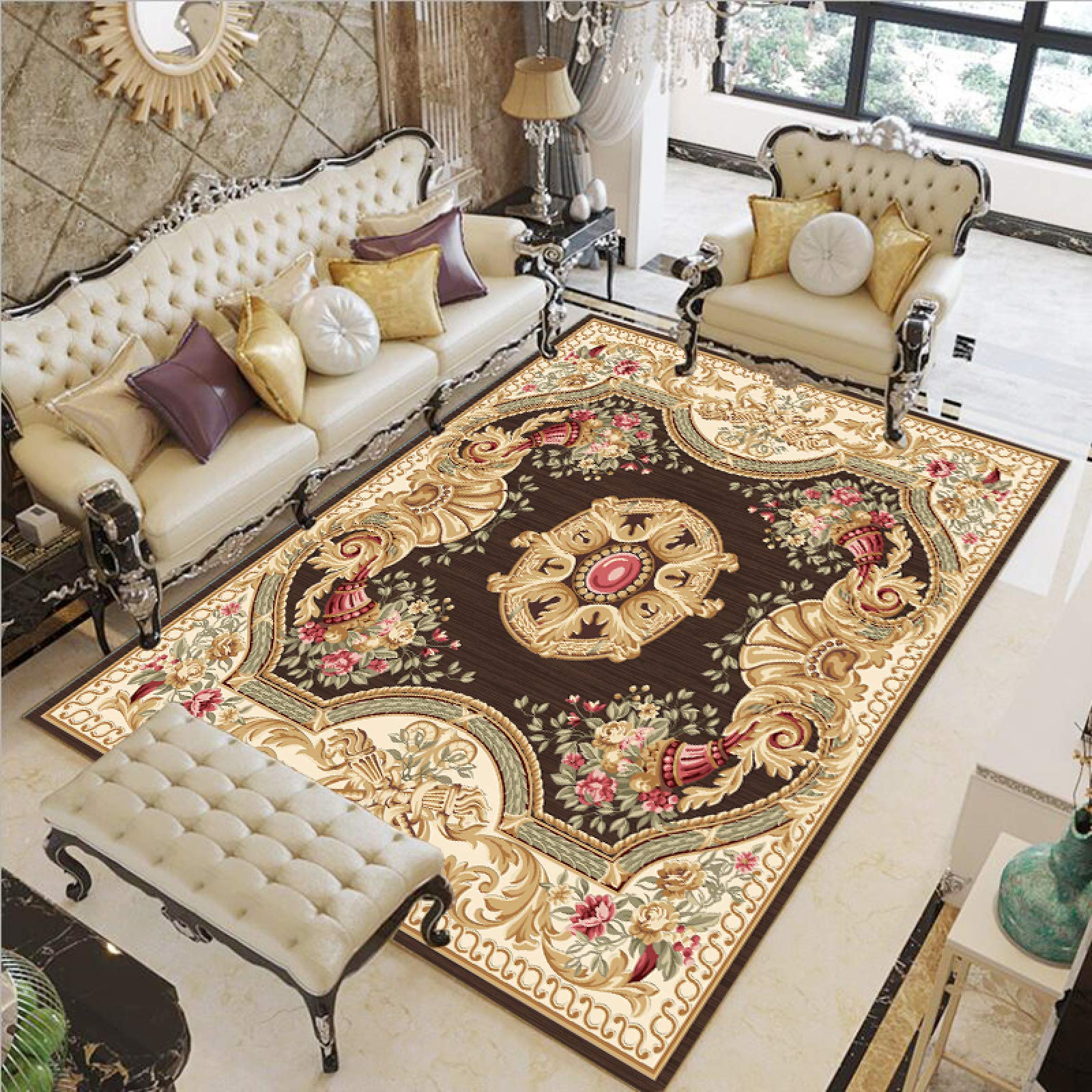 Tapis de salon lavable et antidérapant SN HUIPENG grand format 160x230 cm