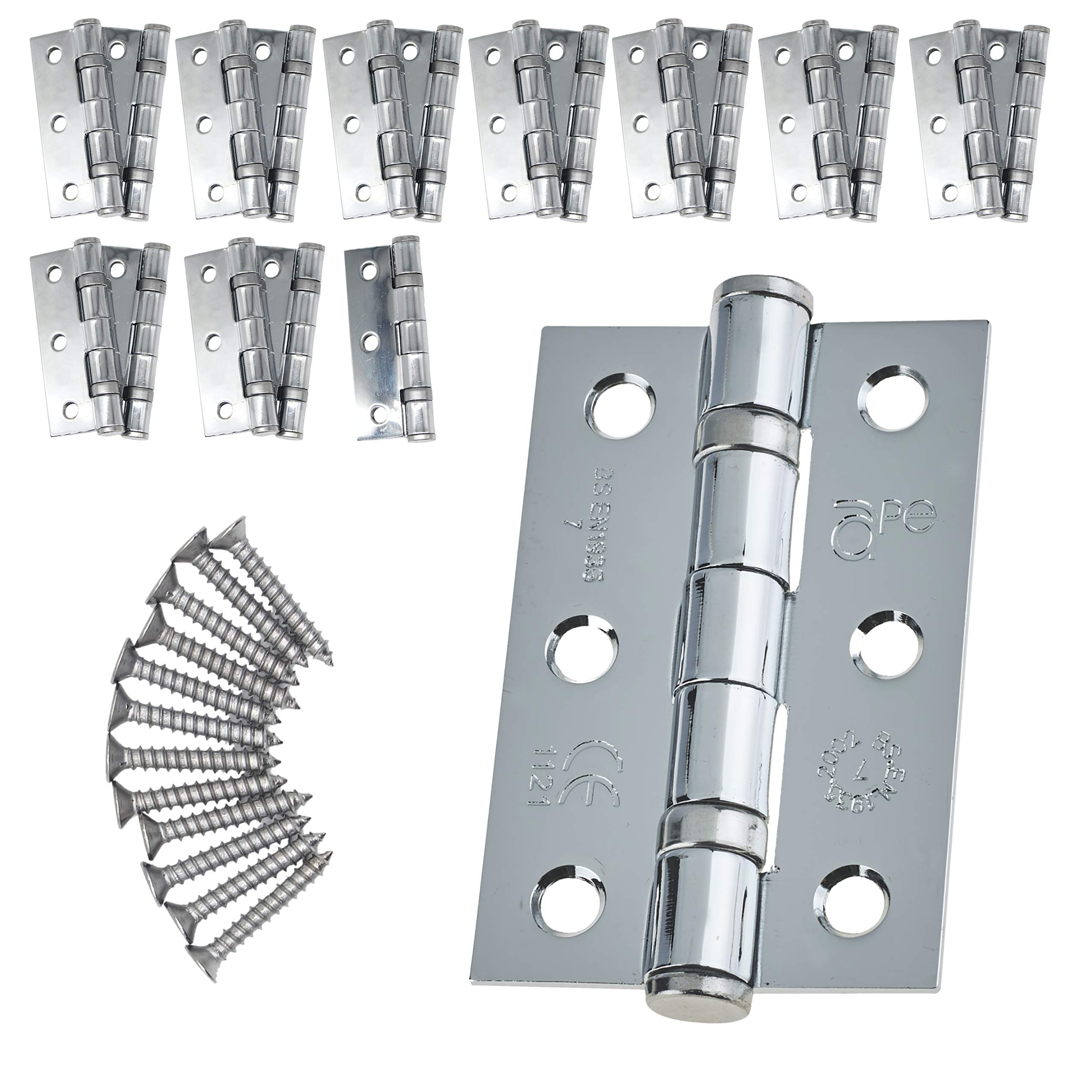 Eai Door Hinge 3" / 76Mm Polished Chrome Ball Bearing Washer Ce Grade 7 For Fire Door 10 Pair