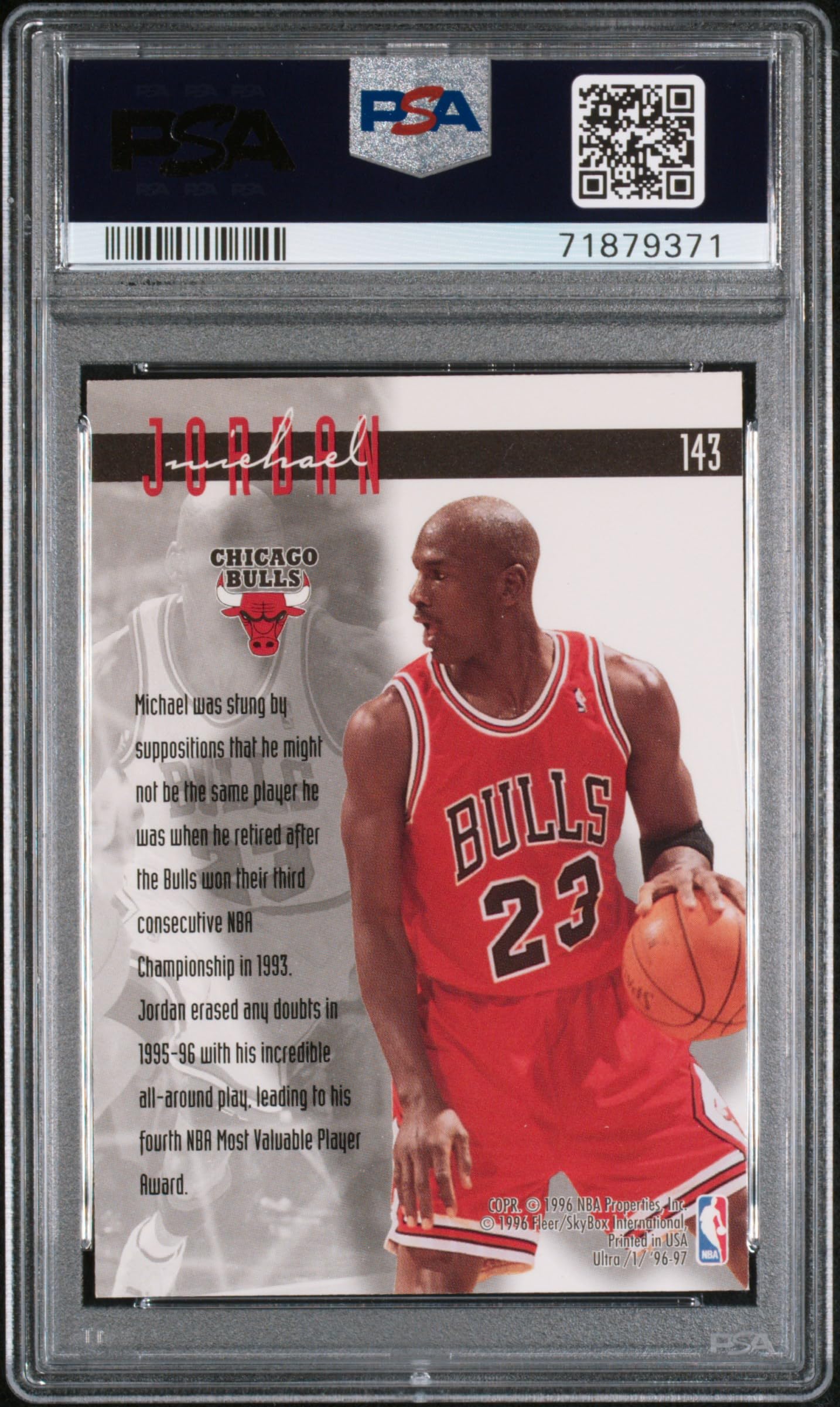 Amazon.com: Michael Jordan 1996 Fleer Ultra Basketball Card #143