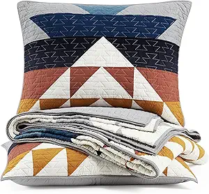 PENDLETON Explorer King Quilt Bedding Set with 2 Shams Premium Cotton Lightweight Quilted Bedspread Coverlet for Bed Rustic Home Decor Machine Washable, 110-inch x 96-inch, Blue Grey Multicolor