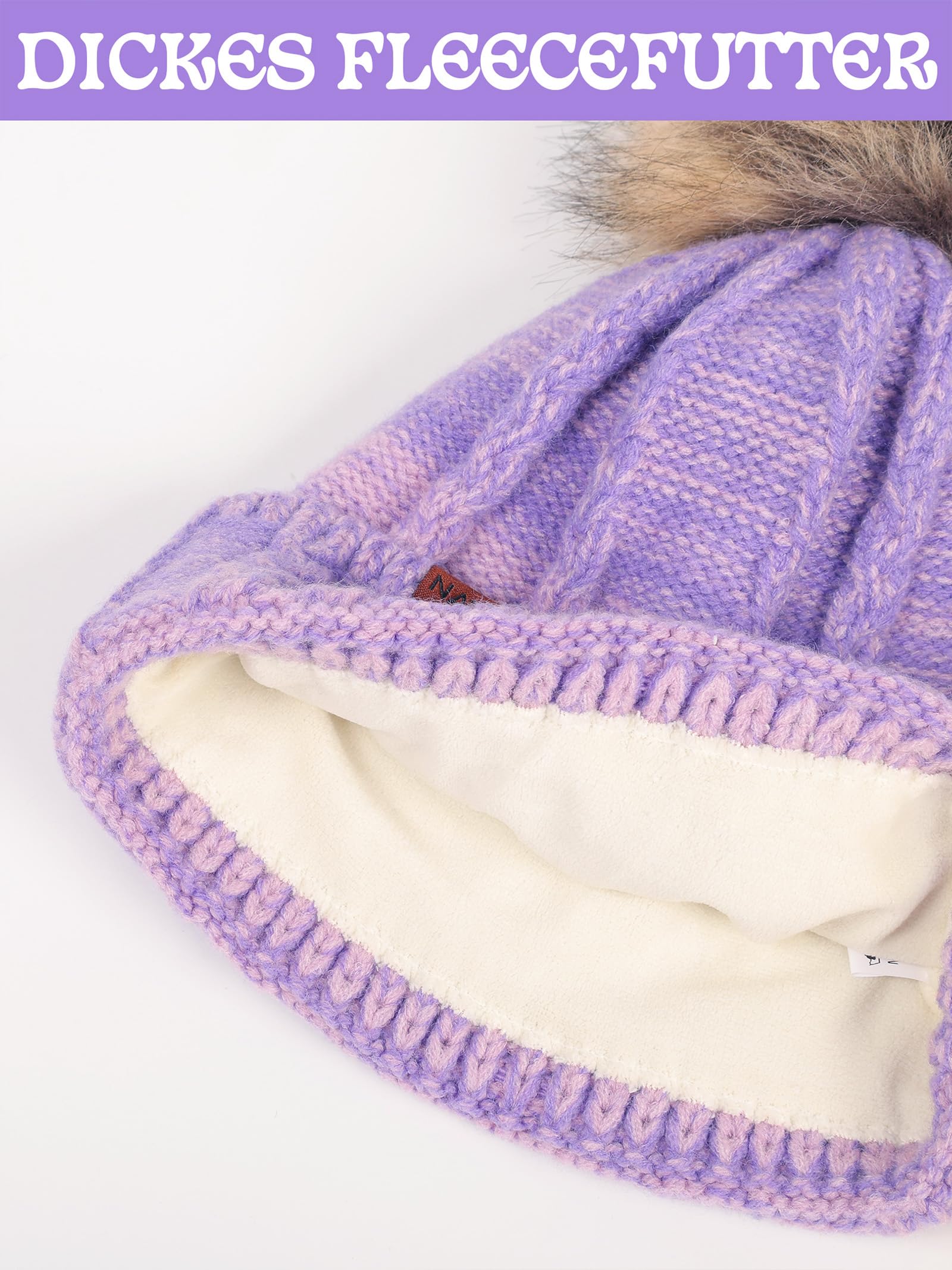 NATUST Mütze Schal Handschuhe Set Damen Winter Dickes Strickset