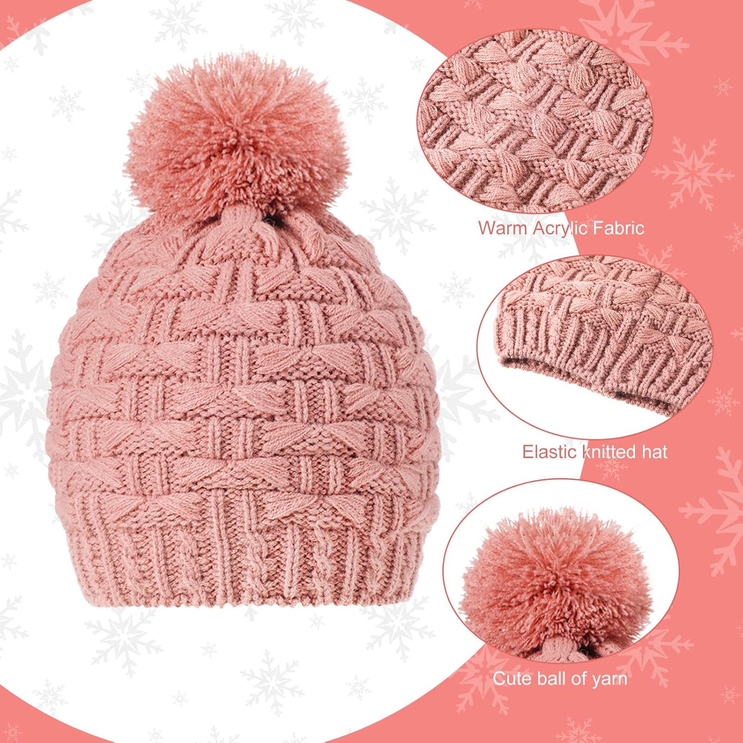 JenPen 4 Pcs Winter Hat Scarf and Gloves Set for Women Include Ear Cover Cold Weather Scarf Hat Knit Beanie Gloves - Image 5