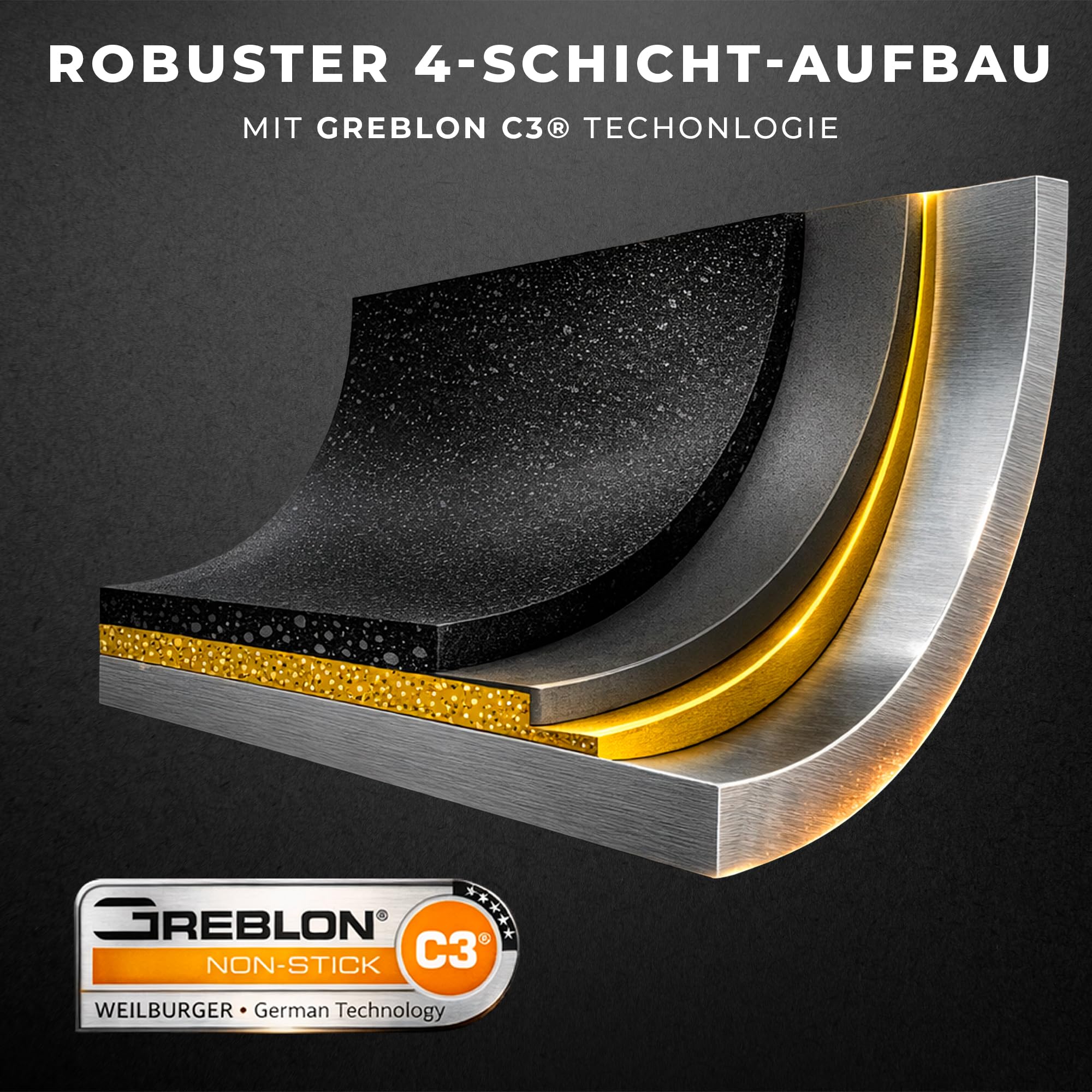 KARL HAUSMANN Aluguss Topf 28 cm 10 L mit Deckel, Induktion, Schwarz