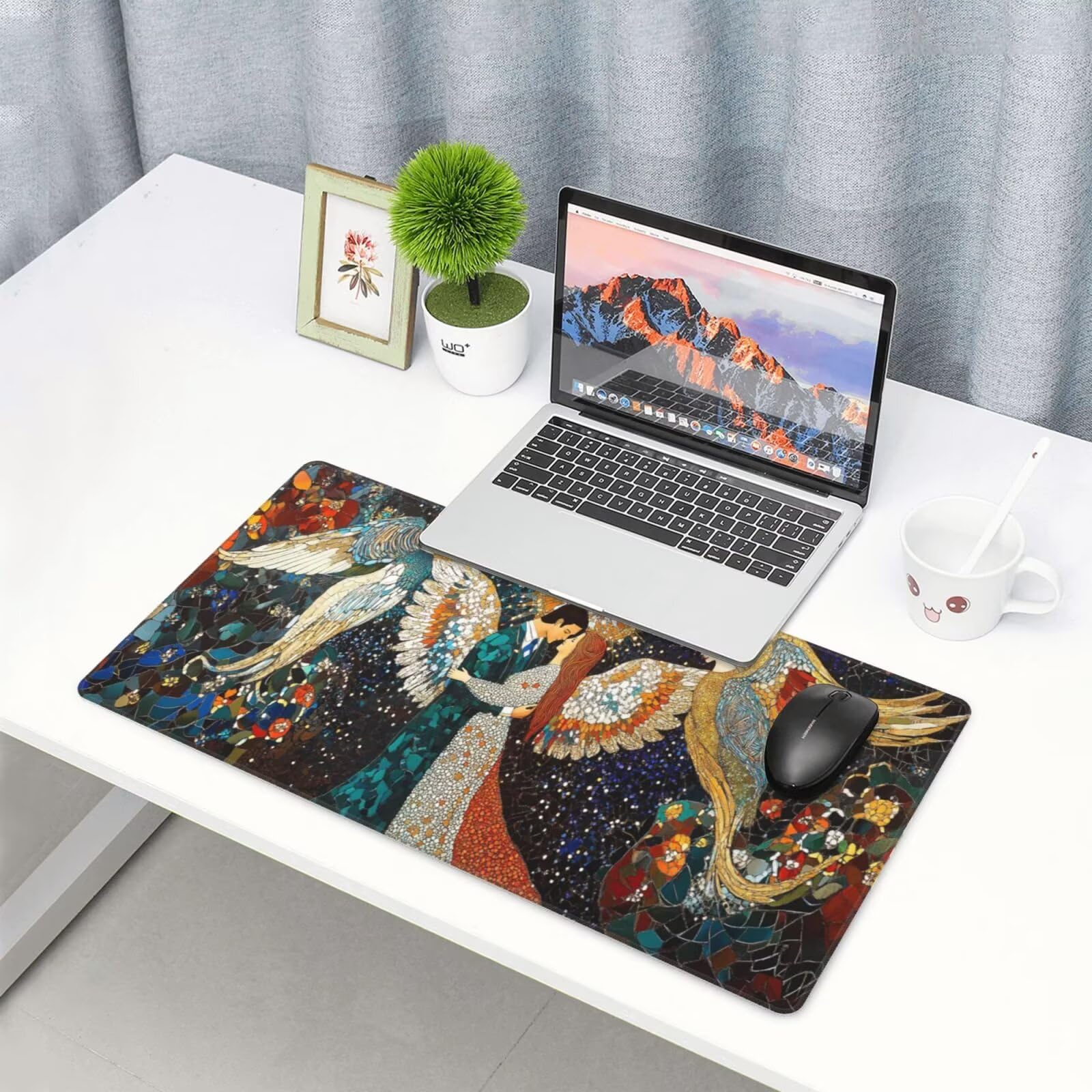Podkładka pod mysz dla par XXL mata na biurko skrzydła 1600 x 800 x 3 mm zmywalna podkładka do gier do laptopa, z antypoślizgową gumową podstawą do gier, PC, pracowników biurowych Y1363