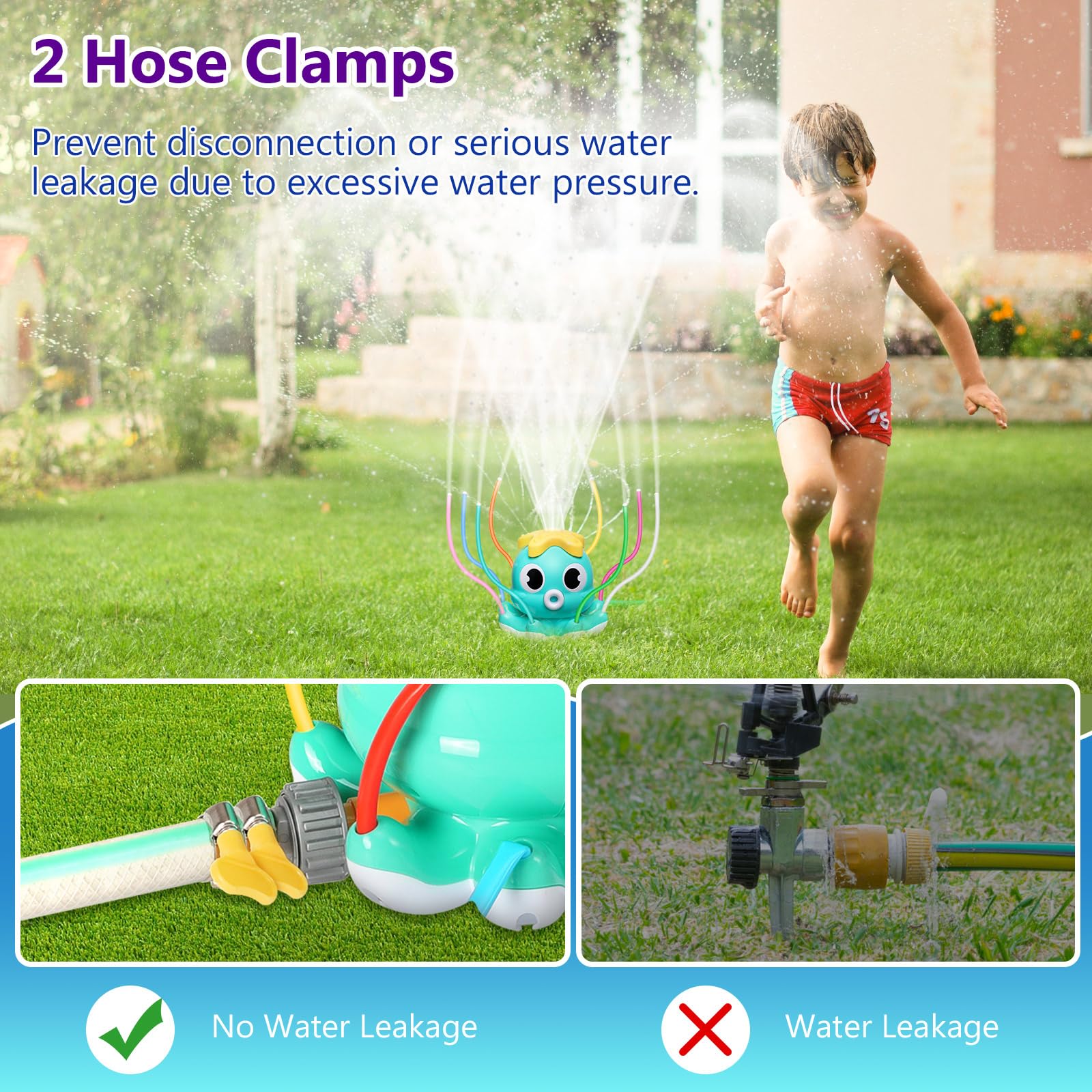 MoKo Aspersor De Agua Con Forma De Dinosaurio – Juguete De Jardín Para Niños Con 2 Abrazaderas Y 3 Boquillas, Rociador Giratorio De 360° Para Patio, Piscina Y Playa (Verde, 18x18x16.2 Cm)