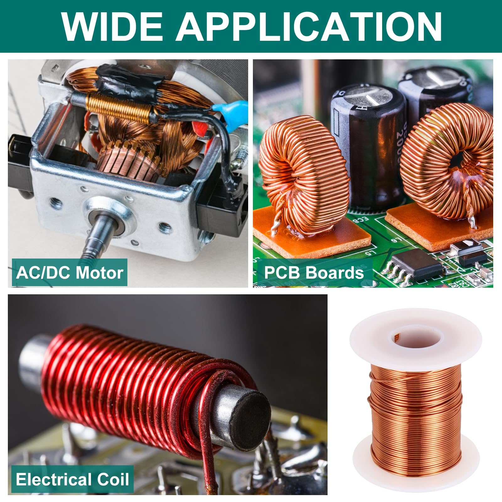sourcing map 20 AWG Magnetdraht, 20 Gauge Kupferlackdraht, 227 g Magnetspulendraht für Transformator, Motor, elektrisch, 155 C (311F)