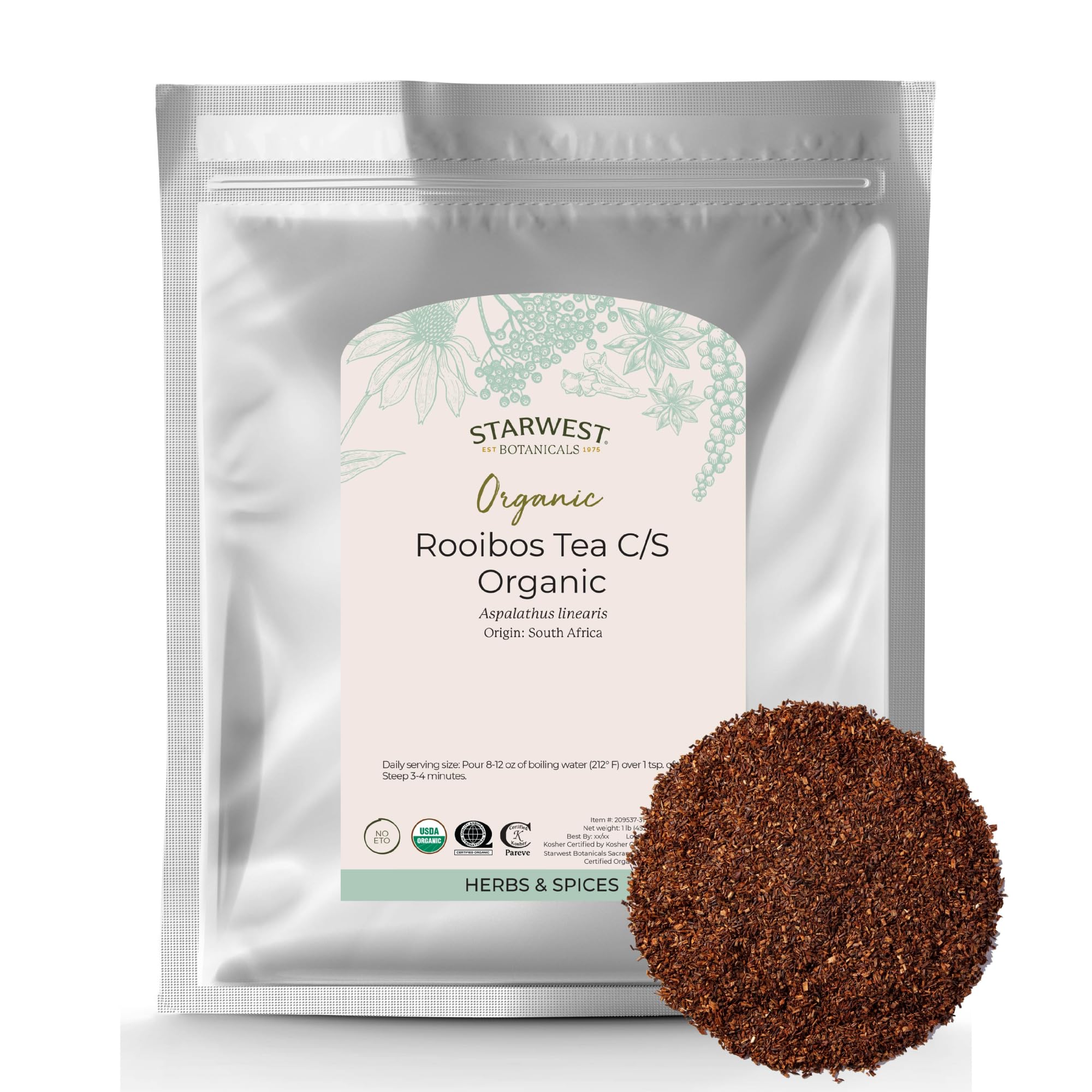 Starwest Botanicals Organic Rooibos Tea Cut & Sifted, 1 Pound