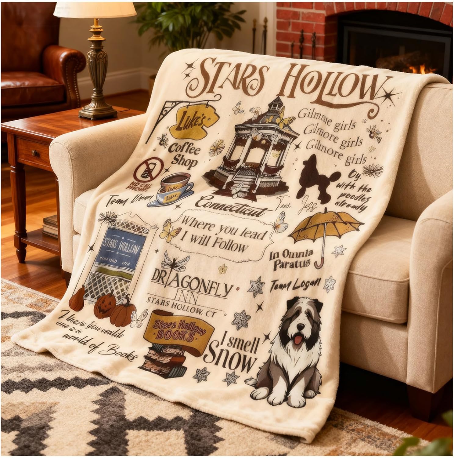 Kunzite Gilmore Flannel Girls Throw Blanket,Queen Size, Brown,，50x60 Inches 50x60 Inches