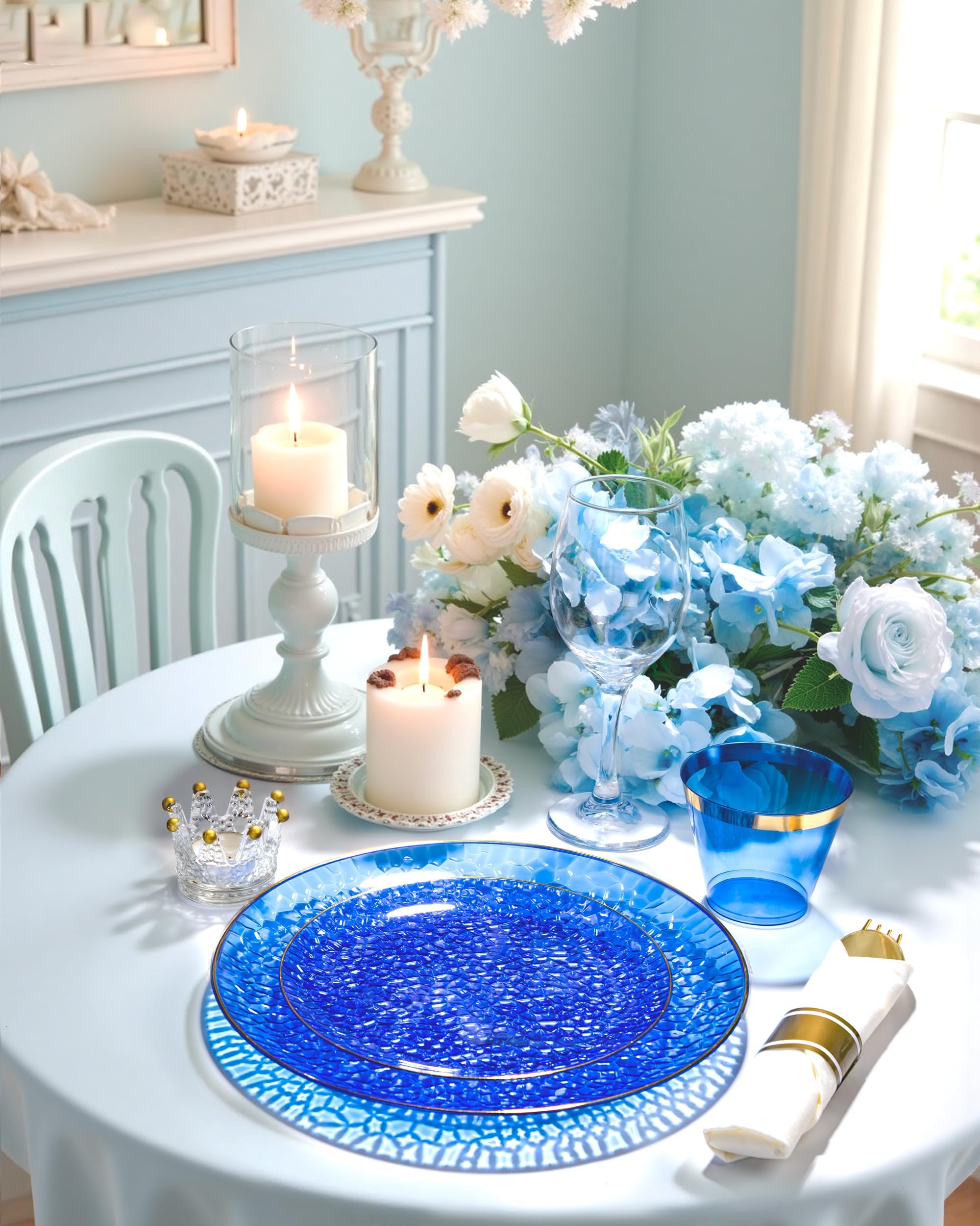 Blue & Gold Party Plates - 175 Piece Set -4