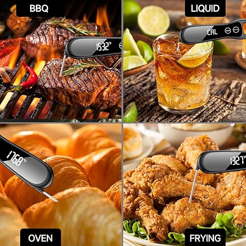 Miniatura 6 de Termómetro digital para carne, sonda de temperatura de rotación de 180, termómetro de lectura instantánea de 1 segundo para cocinar, pantalla LED