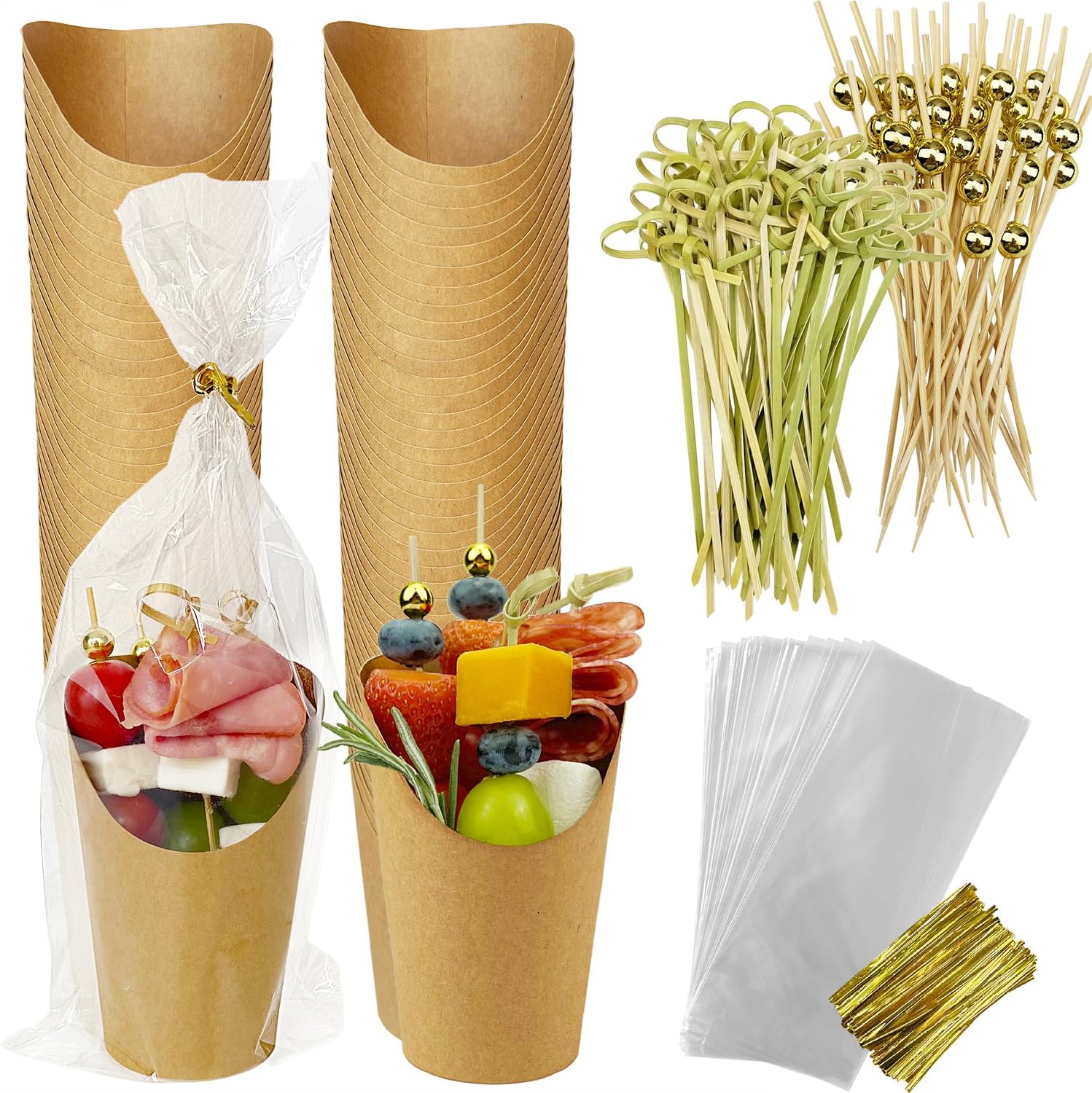 HXYCNNA [50 Cups + 200 Picks] Charcuterie Cups with