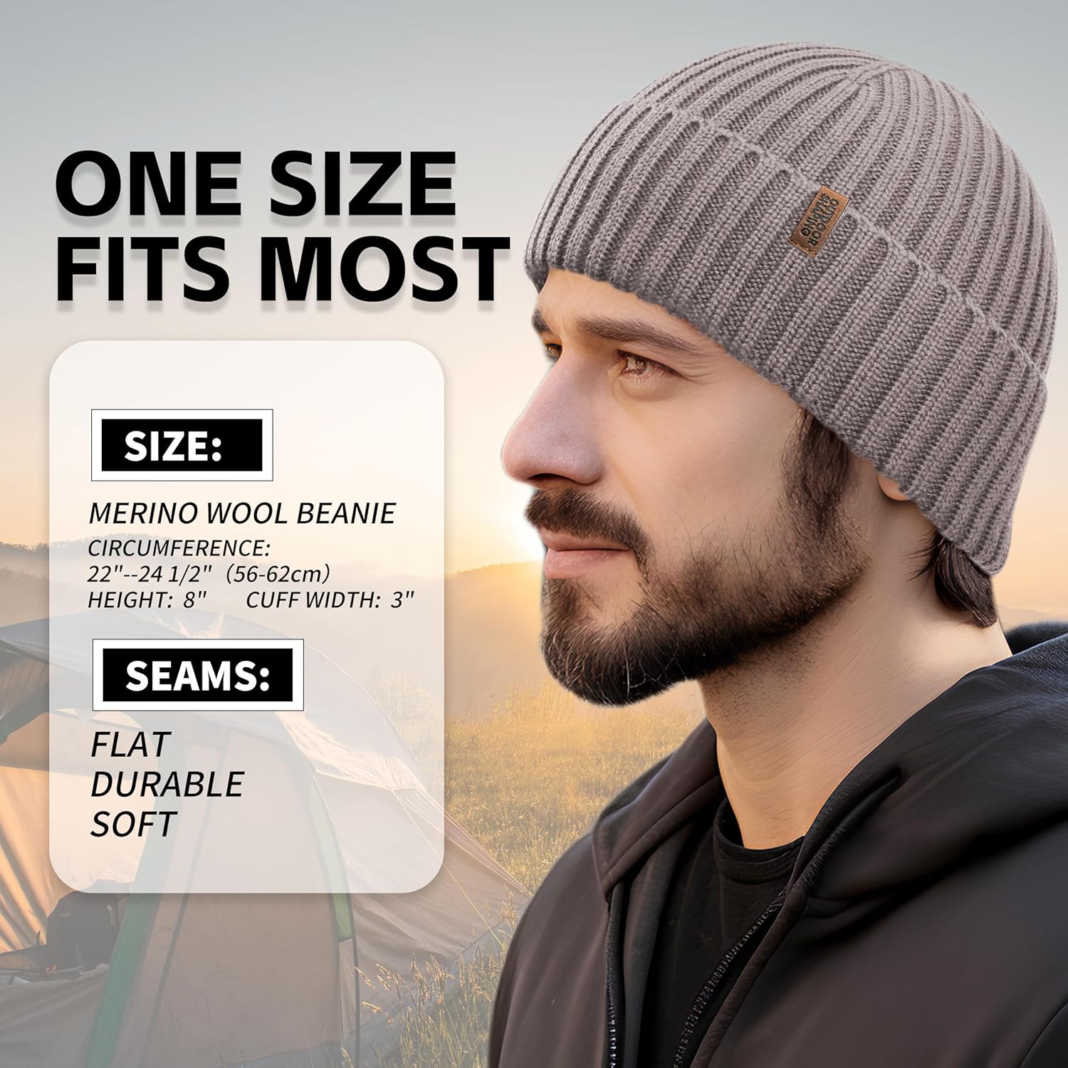 OUTDOOR SHAPING Merino Wool Beanie for Men & Women, Unisex Daily Cuffed Plain Knit Hat, Soft Warm Winter Hat - Image 3