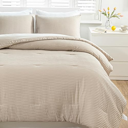 Juego de edredón tamaño Queen, juego de edredón de sirsaca caqui, 3 piezas, edredón suave y ligero para cama de tamaño Queen (edredón de 90 x 90