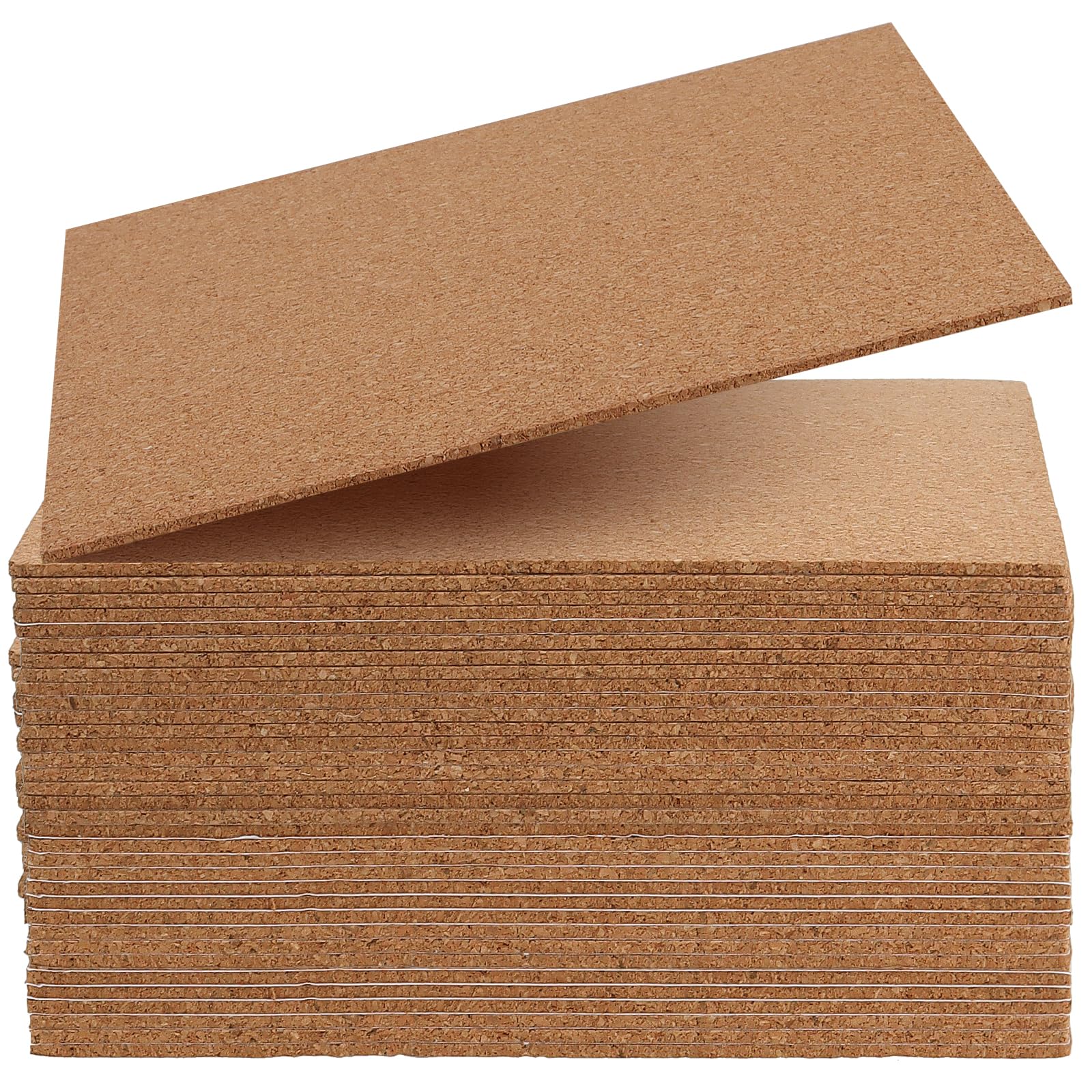 Lot de 36 carrés autocollants en liège de 15 x 15 cm, feuille arrière épaisseur 2 mm