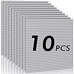 Pokiiulk Classic Baseplates Building Plates-Pack of 10 Large 10 x 10 Building Bricks Compatible with All Major Brands,Perfect STEM Gift for Builders Age 3+,Grey