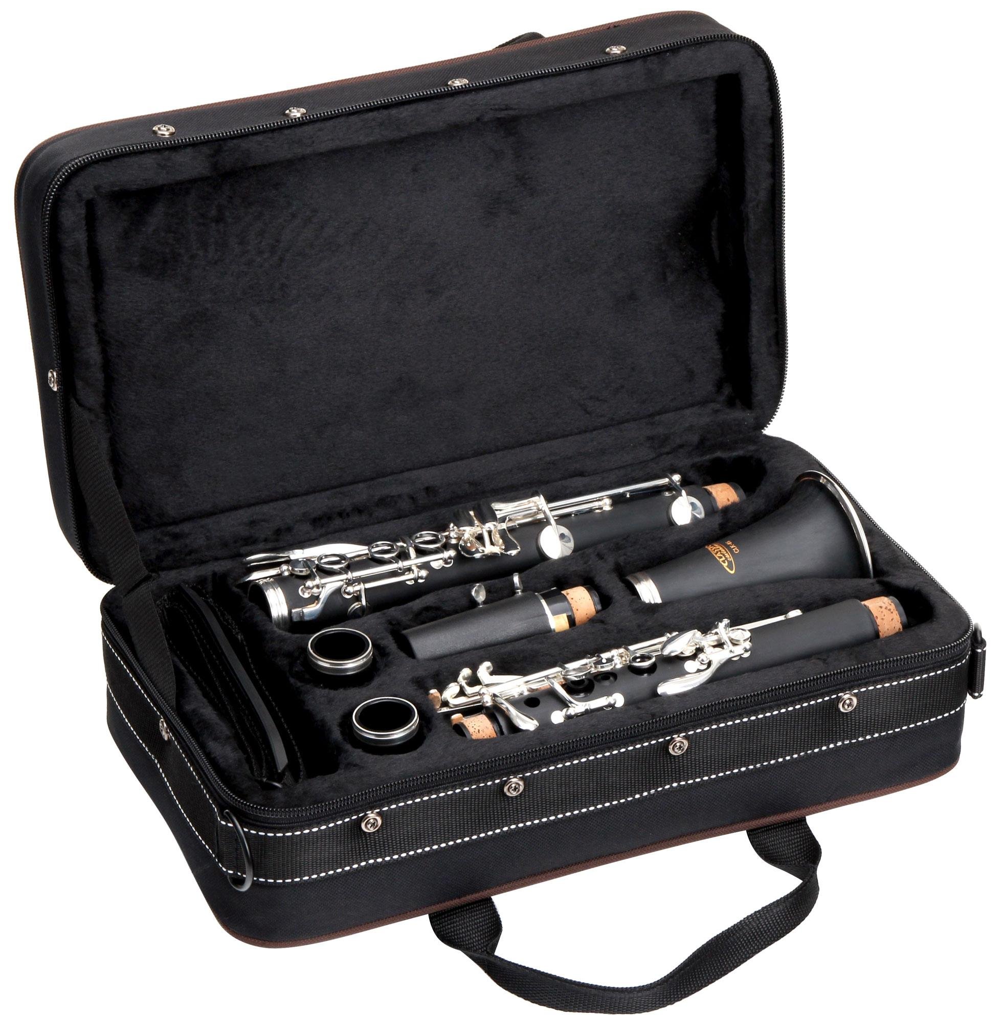 Classic Cantabile CLK-45 B-Klarinette (Böhm, 17 Klappen, 5 Ringe, ABS Kunststoff, Mechanik versilbert, ideales Schülerinstrument)