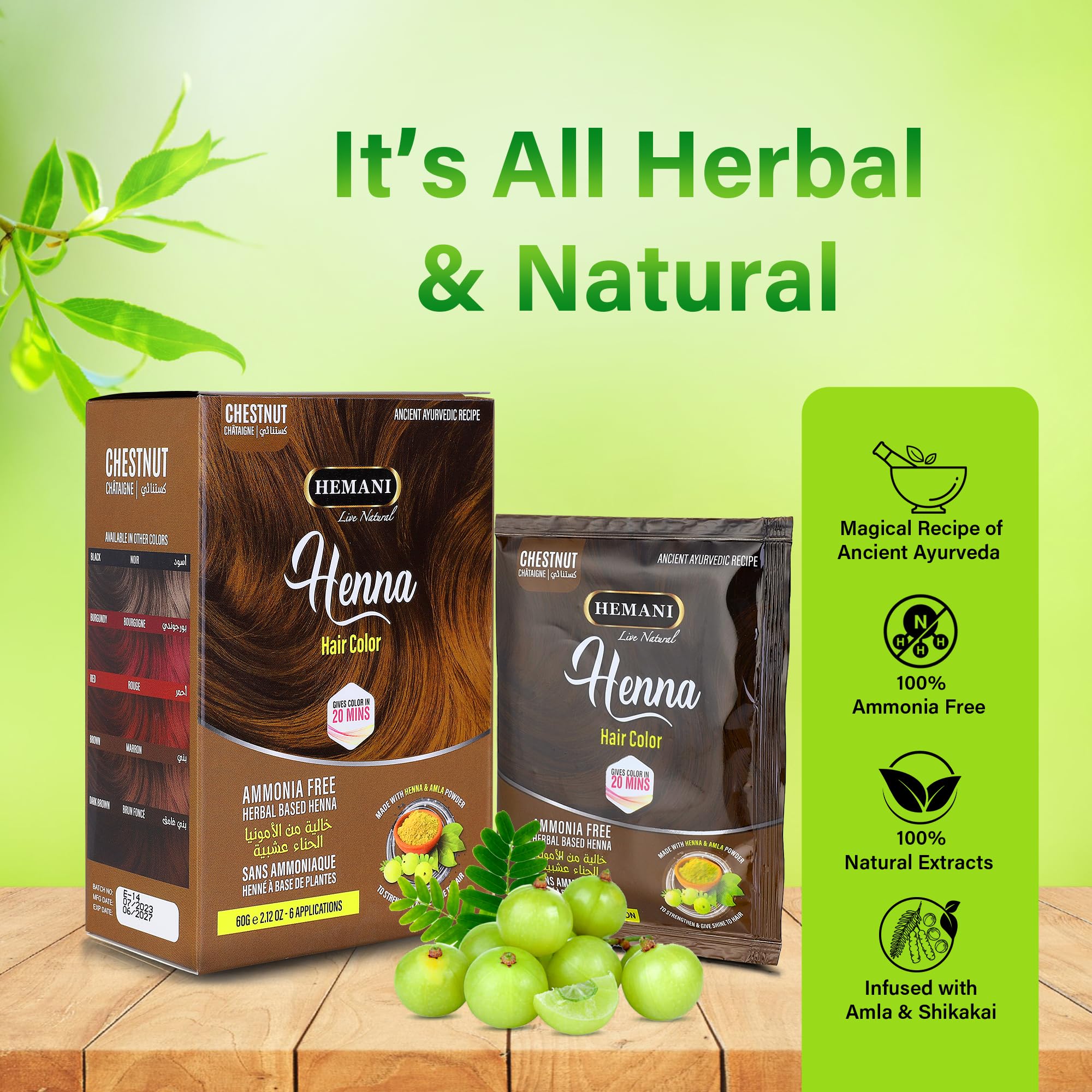 Amazon.com : HEMANI Hair Henna Color 2.12 OZ (60g) 6 Applications
