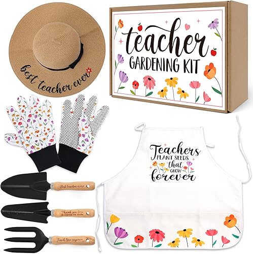 Miniatura 1 de Regalos de agradecimiento para profesores, kit de herramientas de jardinería, herramientas de mano para plantar, sombrero de paja, delantal, guante