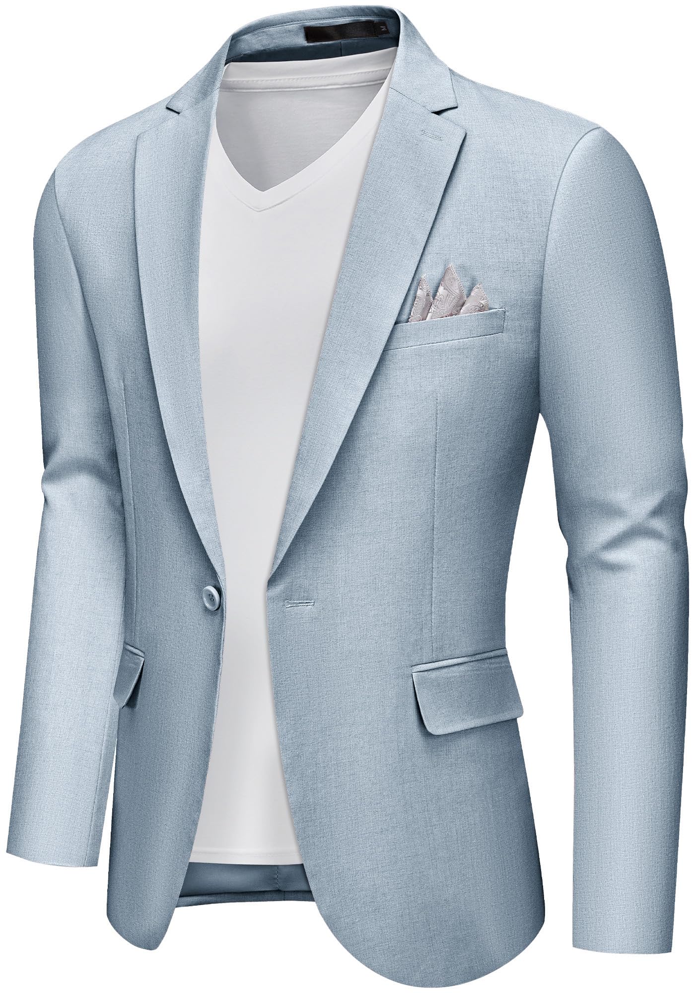 MAGE MALE Men's Slim Fit Blazer Jackets Suit One Button Lightweight Sport Coats Casual Blazer