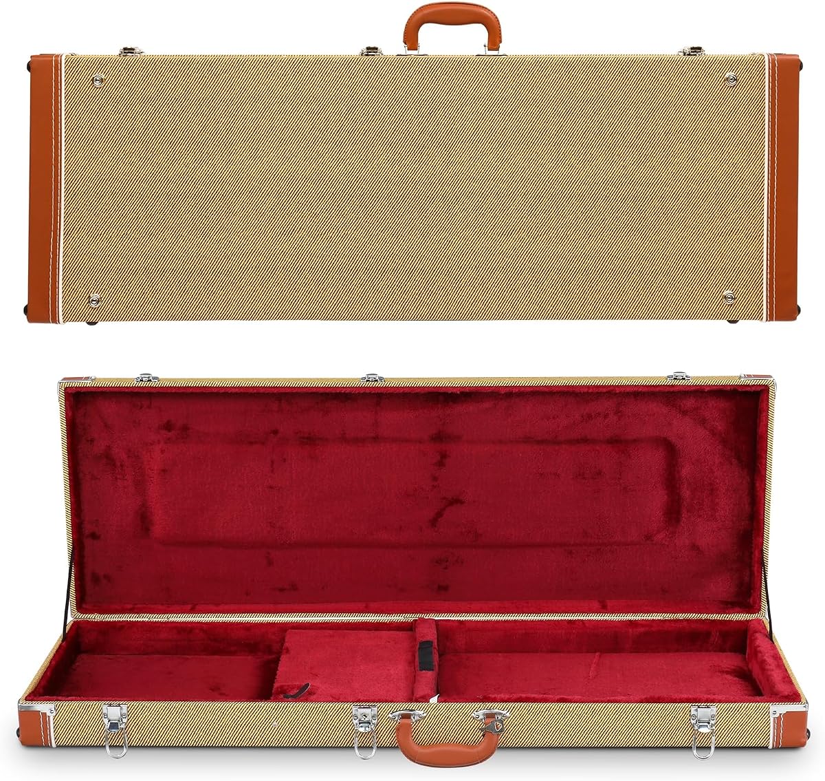 Ktaxon Electric Guitar Hard Case, 39-Inch Wooden Hard Shell Case, Yellow | Standard Electric Guitars Protective Carrying Case with Lock Latch, Thickened Padding, For KST/KTL/170 Model Gig or Travel
