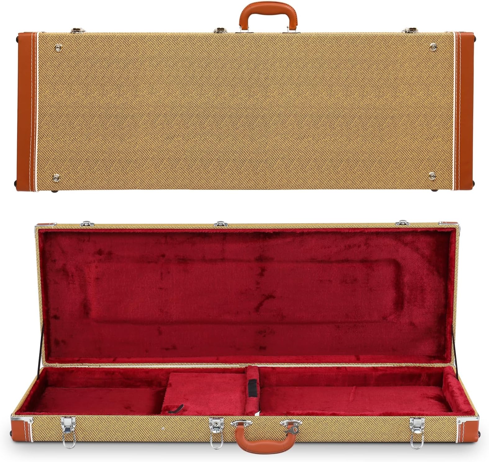 Ktaxon Electric Guitar Hard Case, Rectangle Wooden Standard 39-Inch Electric Guitars Hard-Shell Protective Carrying Case for KST/KTL/170 Model with Lock Latch Padding (Yellow)