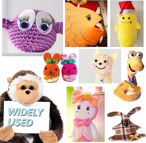 Miniatura 6 de TOAOB - 100 ojos y narices de seguridad con arandelas de 0.39 a 1.18 pulgadas con purpurina, ojos y pestañas de seguridad de plástico colorido para