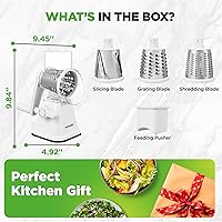 Vista 8 de Nutrichef 3 in 1 Cheese Grater & Shredder Strong Suction Base, Rotary Handle with Safety Lock Includes Hand Crank & 3 Drum Blades for 3