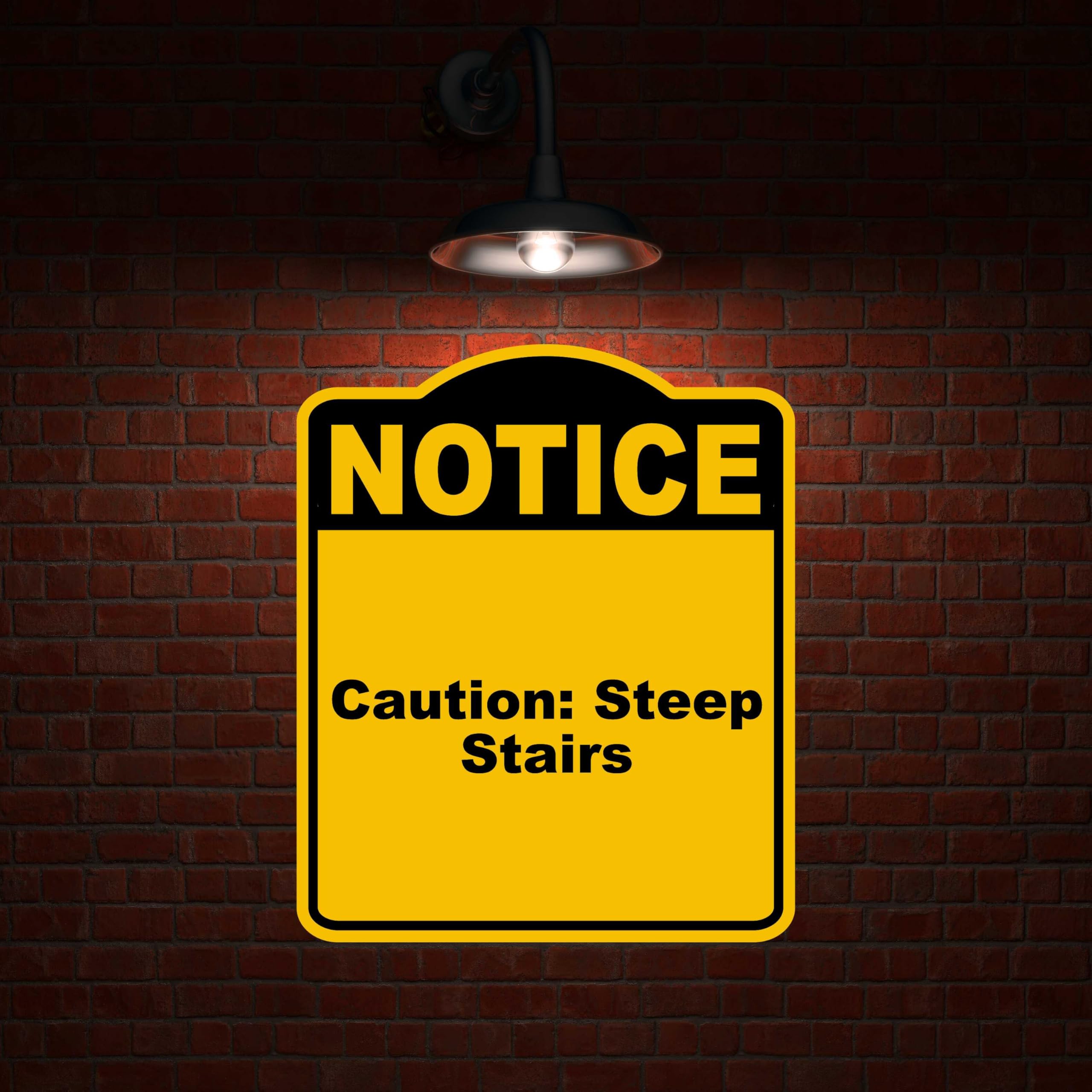 Caution Steep Stairs Notice Yellow Black Aluminum Composite Sign 15 x 18 inches