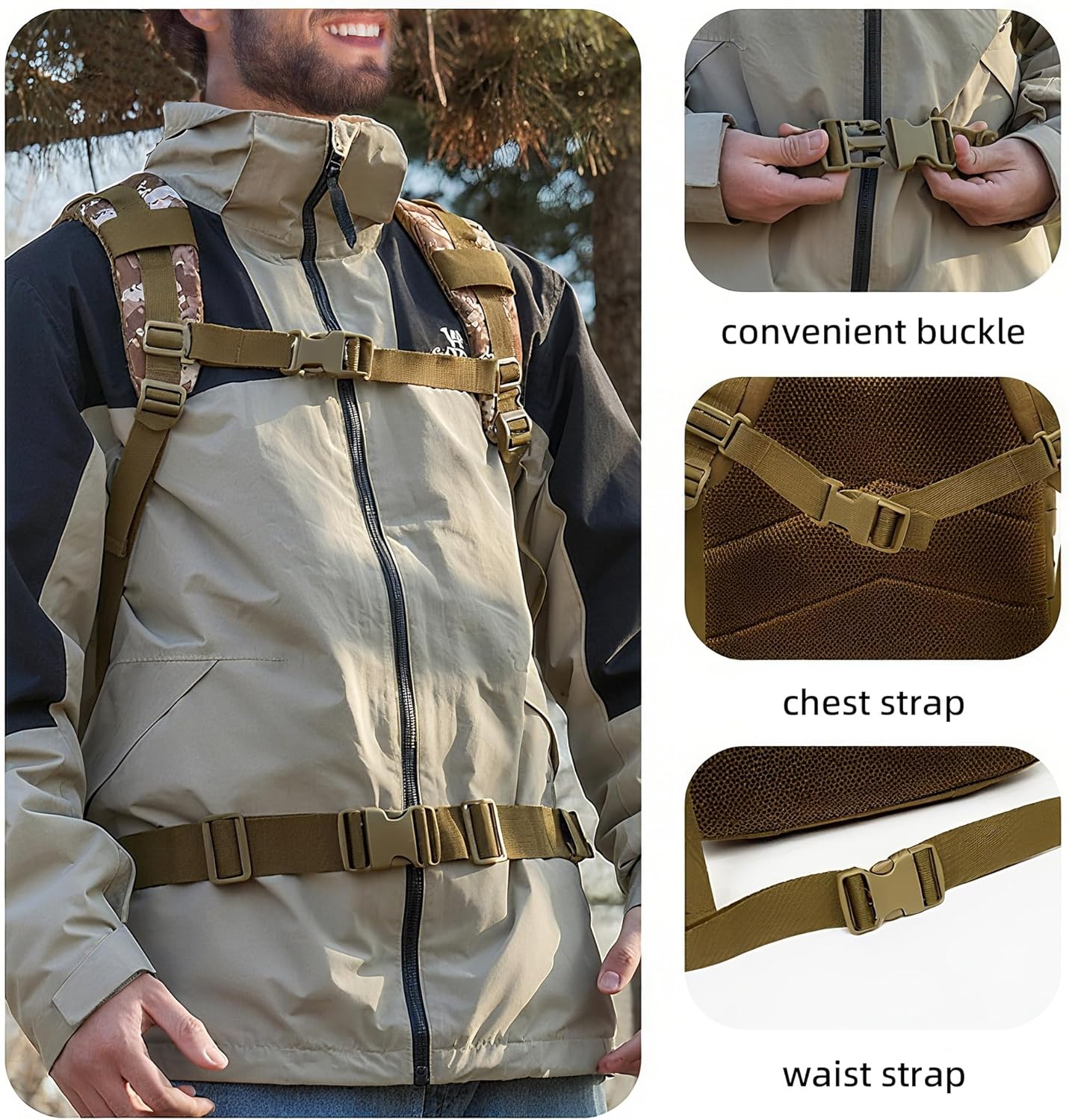 aiGear 50L Military Tactical Backpack 3 Days Assault Pack Large Day Backpack for Men Molle Army Bug Out Bag Waterproof Heavy Duty Hiking Trekking Rucksack - Khaki - Image 9