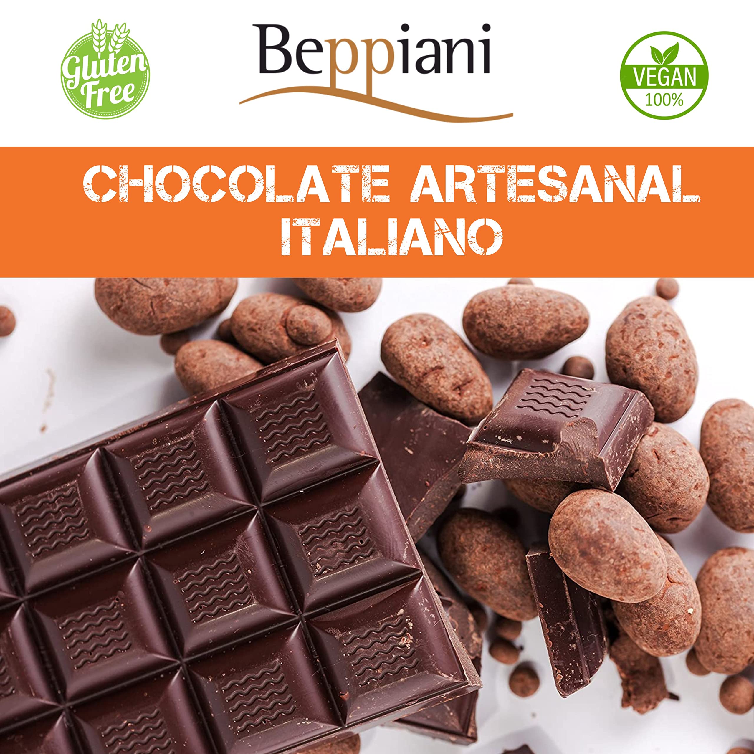Beppiani 100% Masa de Cacao, Chocolate Artesano, vegano, sin azúcar, rico en antioxidantes, para dietas equilibradas - Set Made in Italy (10 + 1)