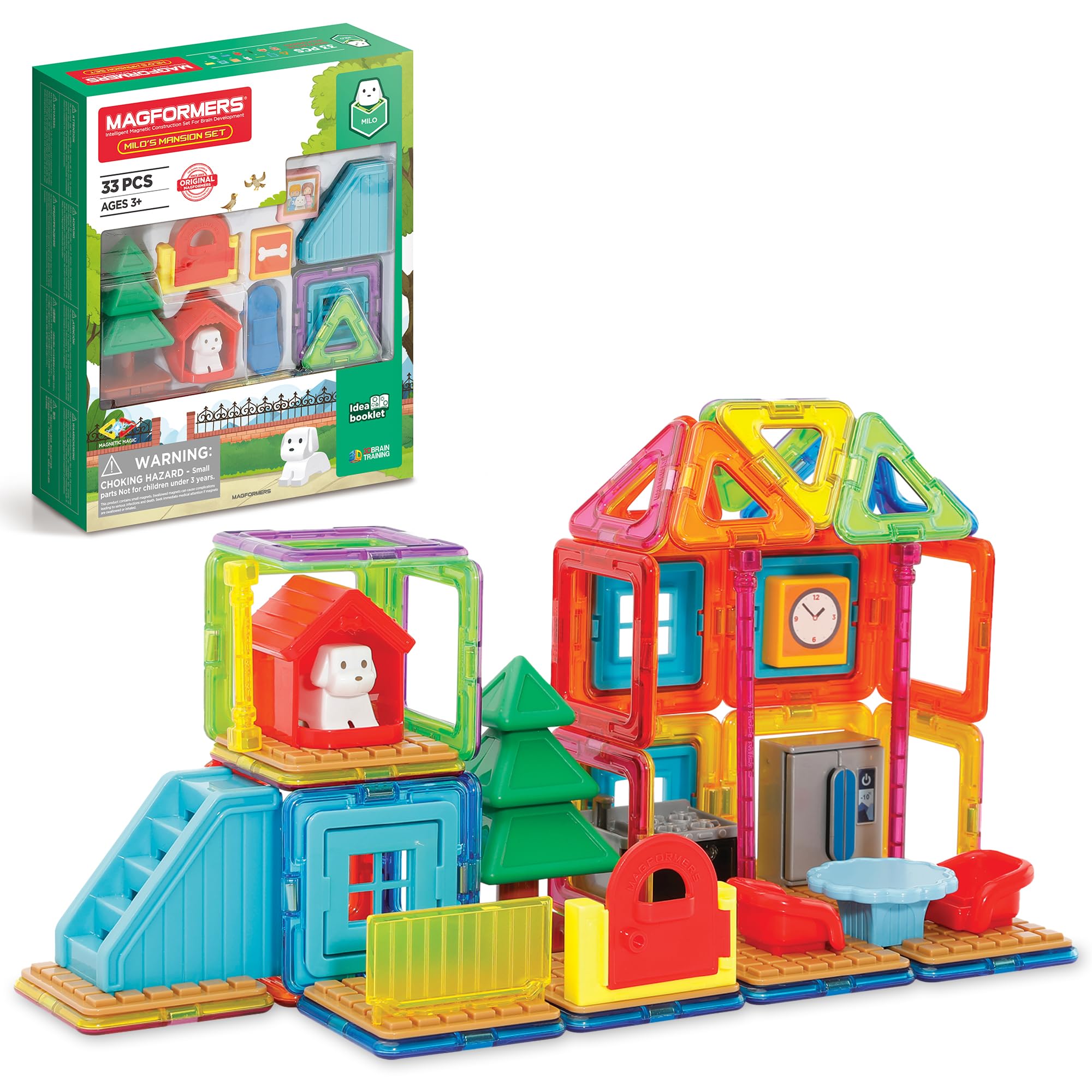Magformers Milo's Mansion Set, Rainbow Colors, Educational Magnetic Geometric Shapes Tiles Building STEM Toy Set Ages 3+