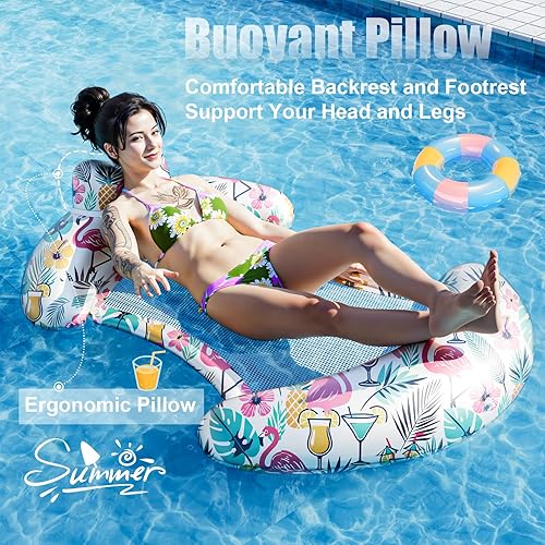 Miniatura 5 de Pool Floats Adult - Inflatable Pool Lounger, Pool Lounger Chairs for Relaxation, Floating Water Lounger Chairs Summer Water Sun Tanning for Swimming
